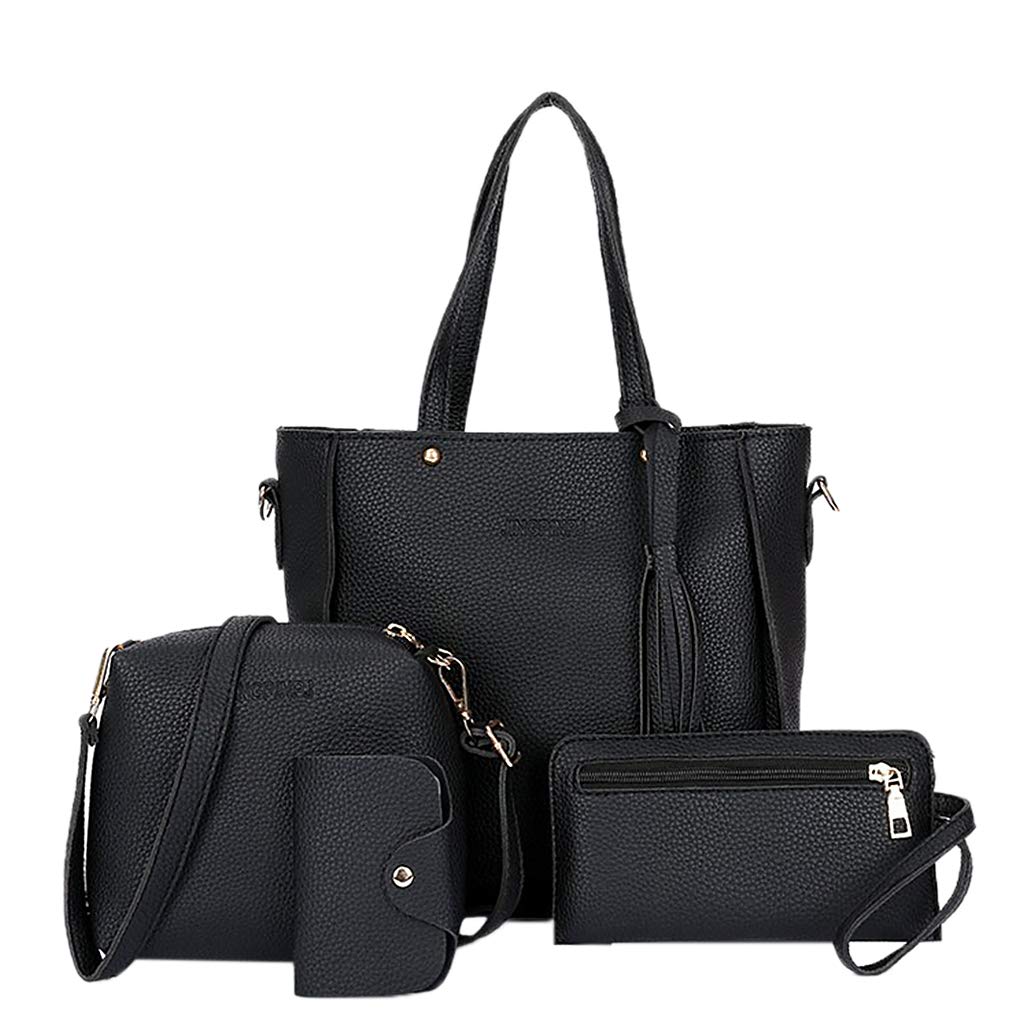 SimpleLife Women's Tote Shoulder Bag Set - 4 Piece Leather Satchel & Messenger Purse Collection for Work, Travel & Daily Use