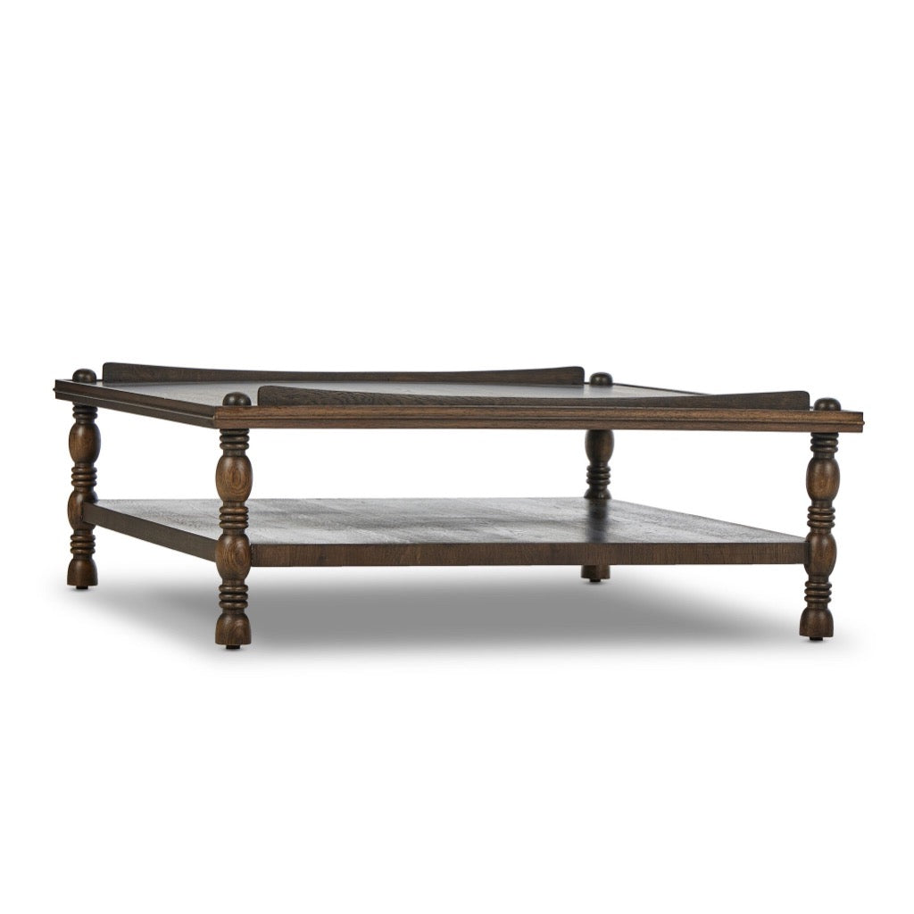 Modern Espresso Oak Veneer Coffee Table - Mid-Century Style Living Room Furniture for Small Spaces & Apartments - Perfect for Relaxing, Entertaining & Home Decor