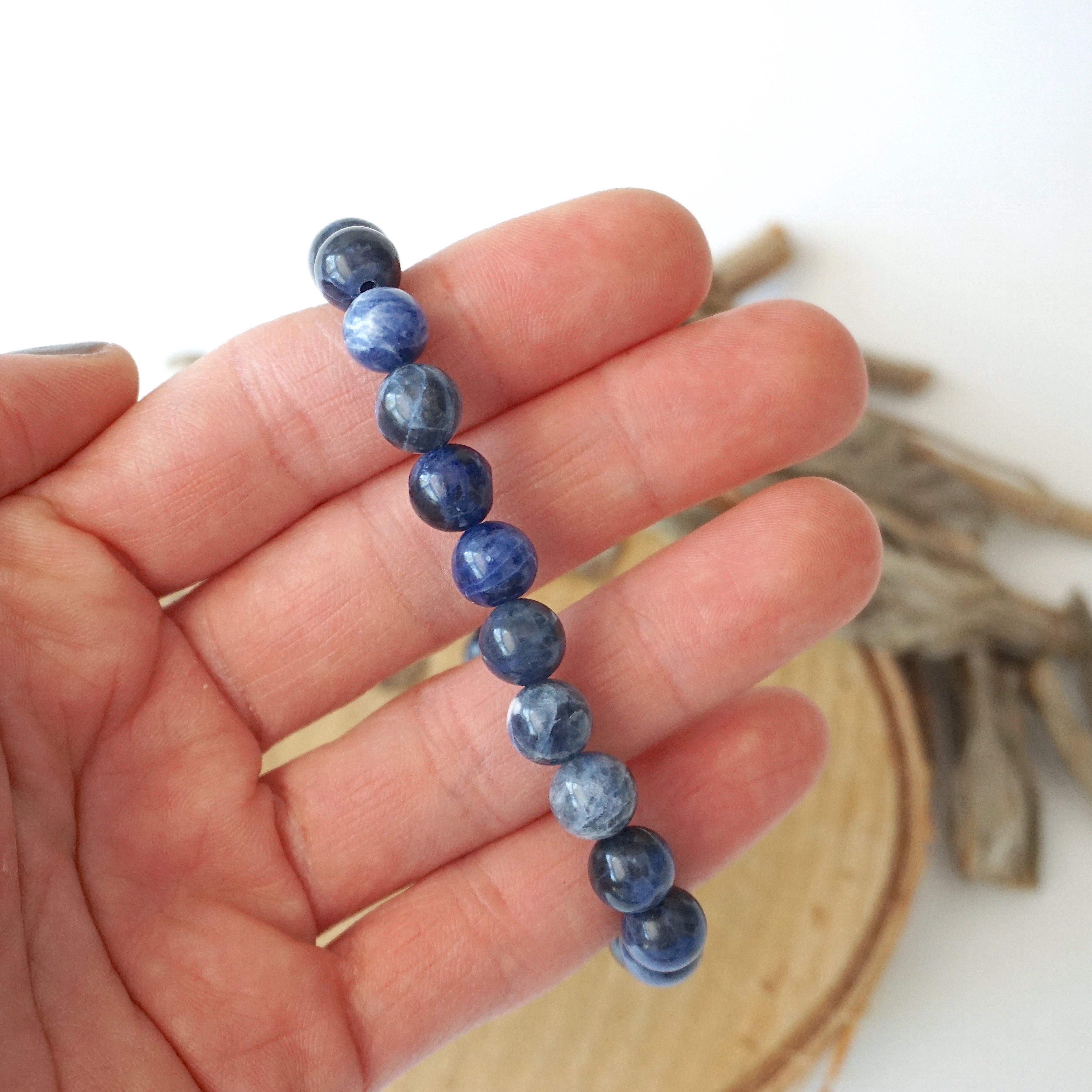 Sodalite Healing Crystal Mala Bracelet - Natural Stone Beads for Meditation, Stress Relief & Spiritual Balance | Perfect for Yoga, Mindfulness & Chakra Healing