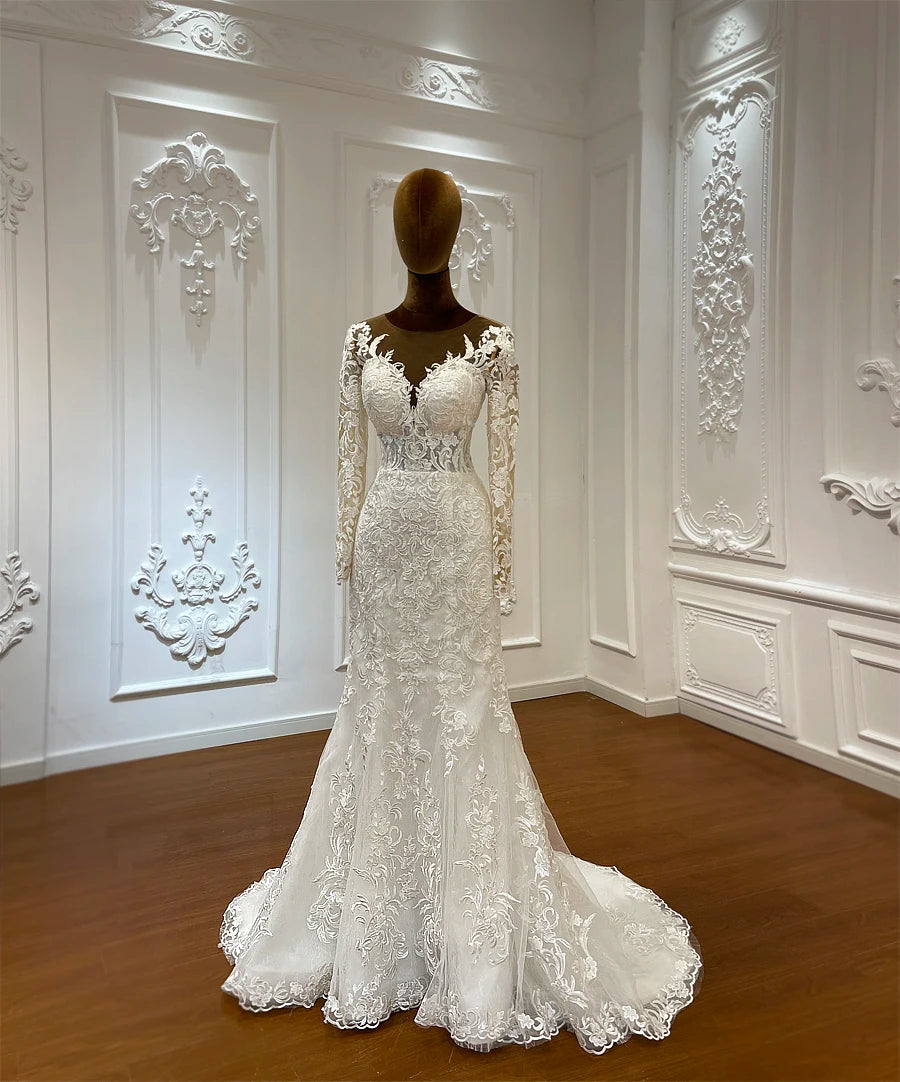 Elegant Full Lace Two-Piece Mermaid Wedding Dress with Ball Gown Skirt - Perfect for Bridal Ceremonies, Formal Events & Romantic Photos