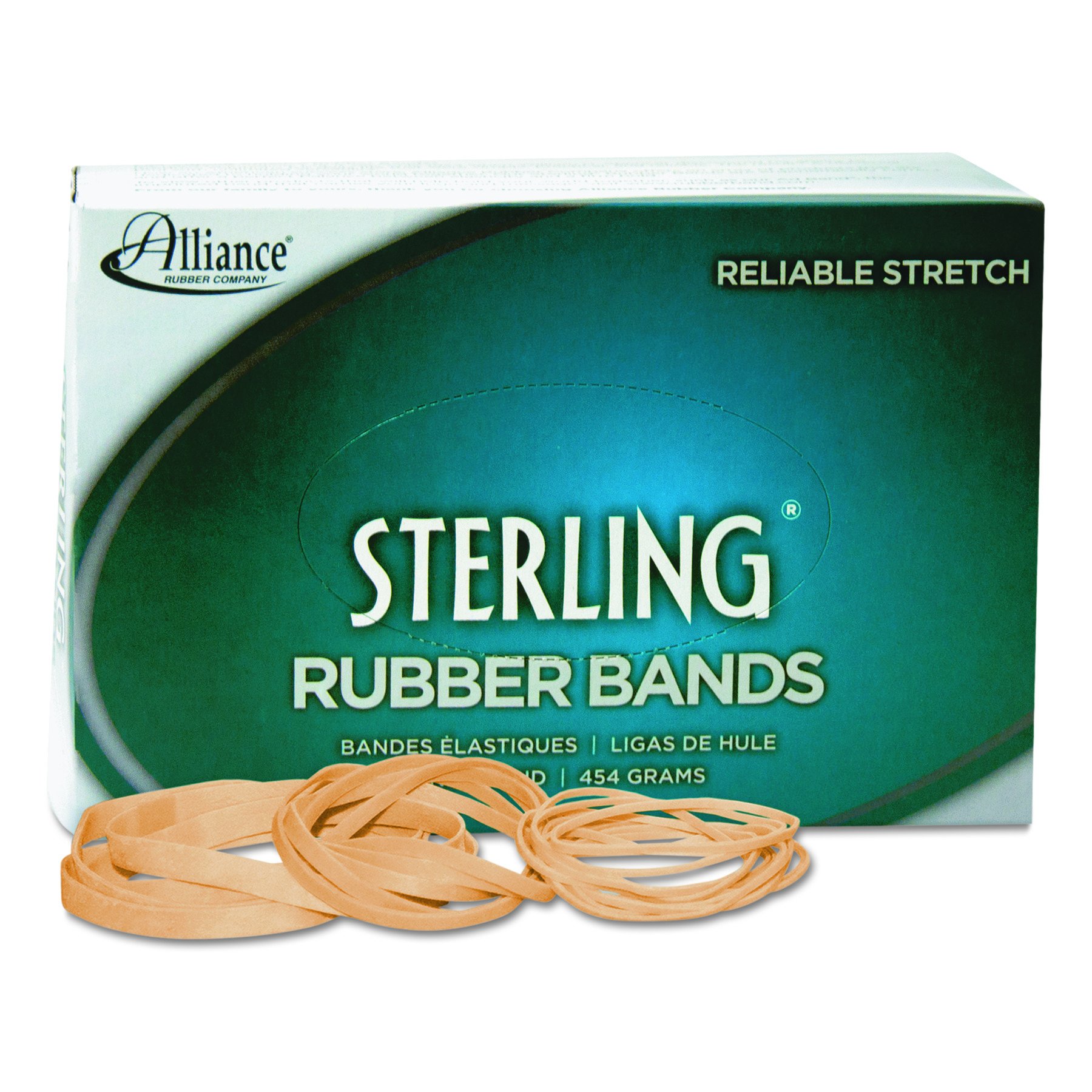 Alliance 24085 Sterling Rubber Bands - 7/8 x 1/16 Inch Size, 7100 Bands per 1lb Box, Beige Color | Perfect for Office, School, Packaging & Crafts