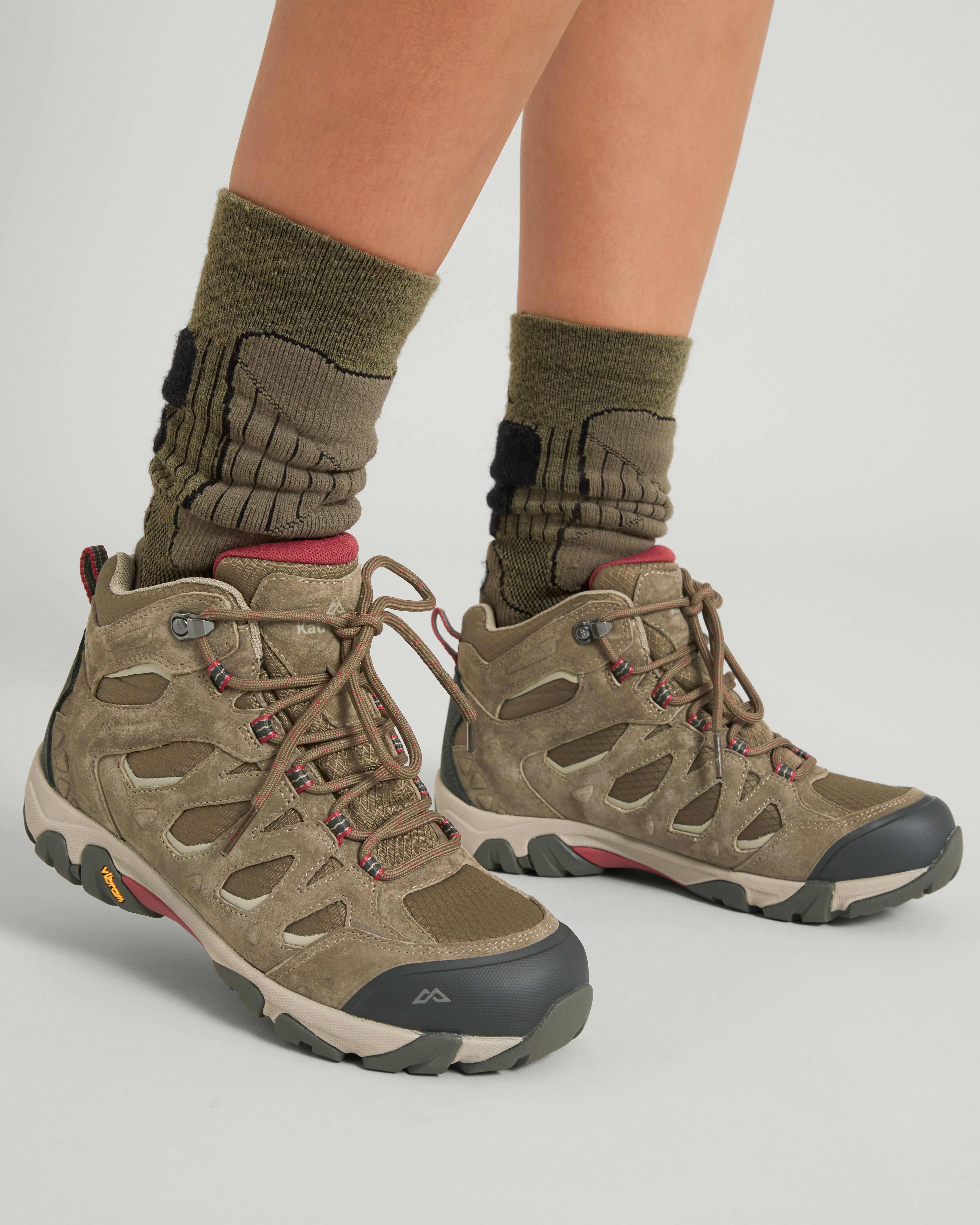 Women's Waterproof Hiking Boots Olive/Umber - Mid Calf Outdoor Trekking Shoes for Trail Walking & Camping Adventures