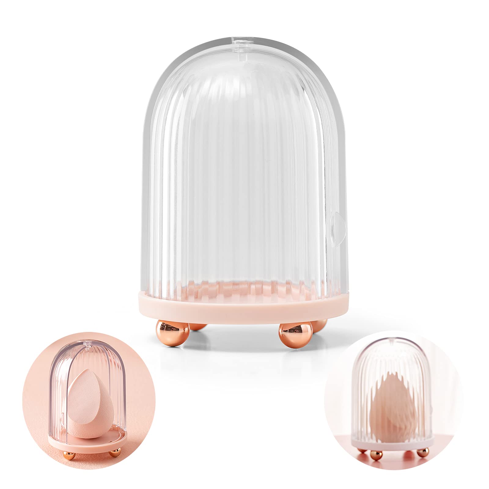 Premium Pink Makeup Sponge Holder with Sliding Cover - Beauty Blender Drying Stand & Storage Display for Hygienic Makeup Organization - Perfect for Vanity, Travel, and Salon Use
