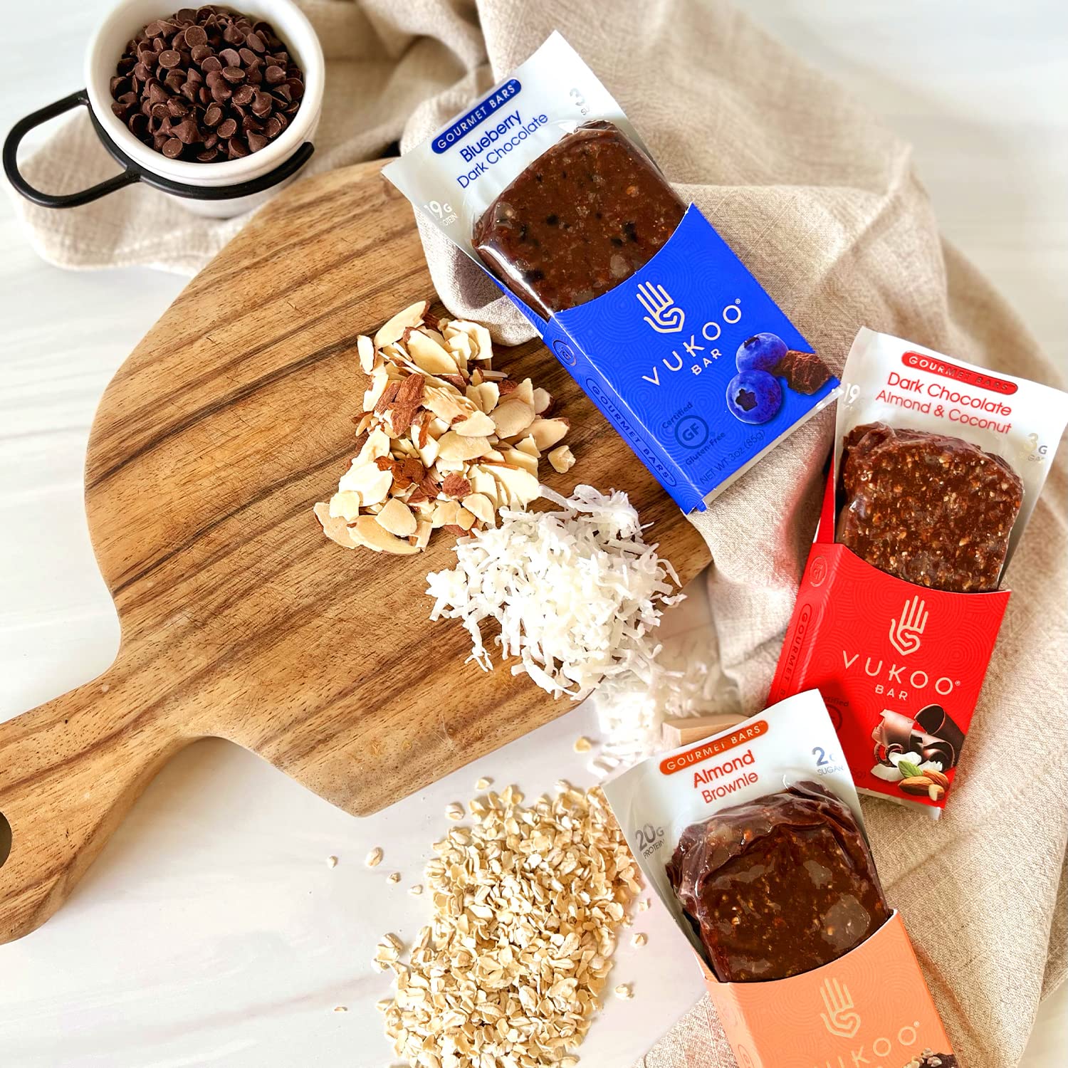 Vukoo Refrigerated Protein Bars - 24 Pack Flavor Variety | Healthy Organic Oats, High Protein Low Sugar Snacks | Gluten Free & High Fiber | Perfect for Gym, Hiking & On-the-Go Nutrition