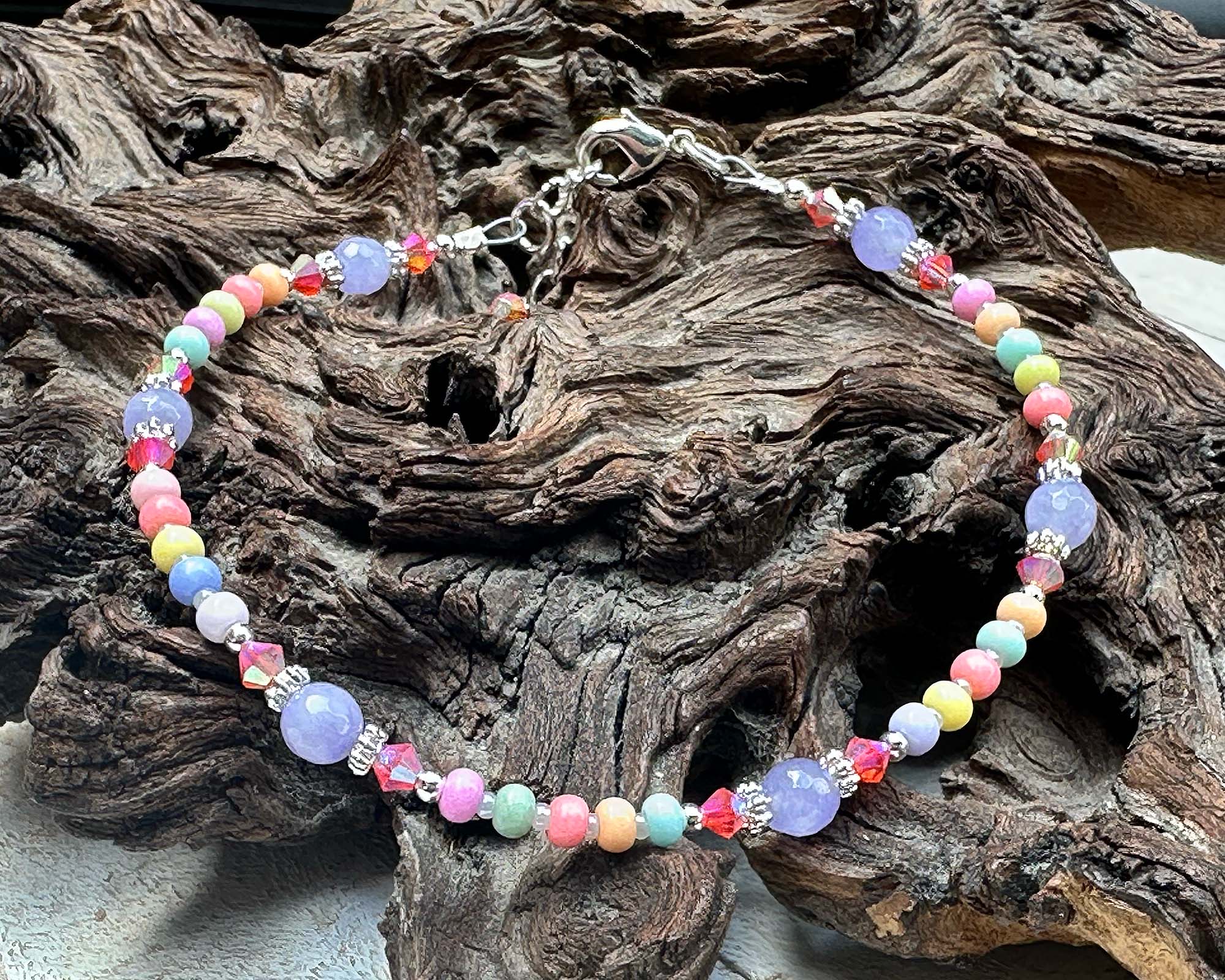 9 Candy Purple Jade Gemstone Beaded Anklet - Elegant Handmade Adjustable Ankle Bracelet for Women - Perfect for Beach, Yoga, Boho Fashion & Summer Outfits