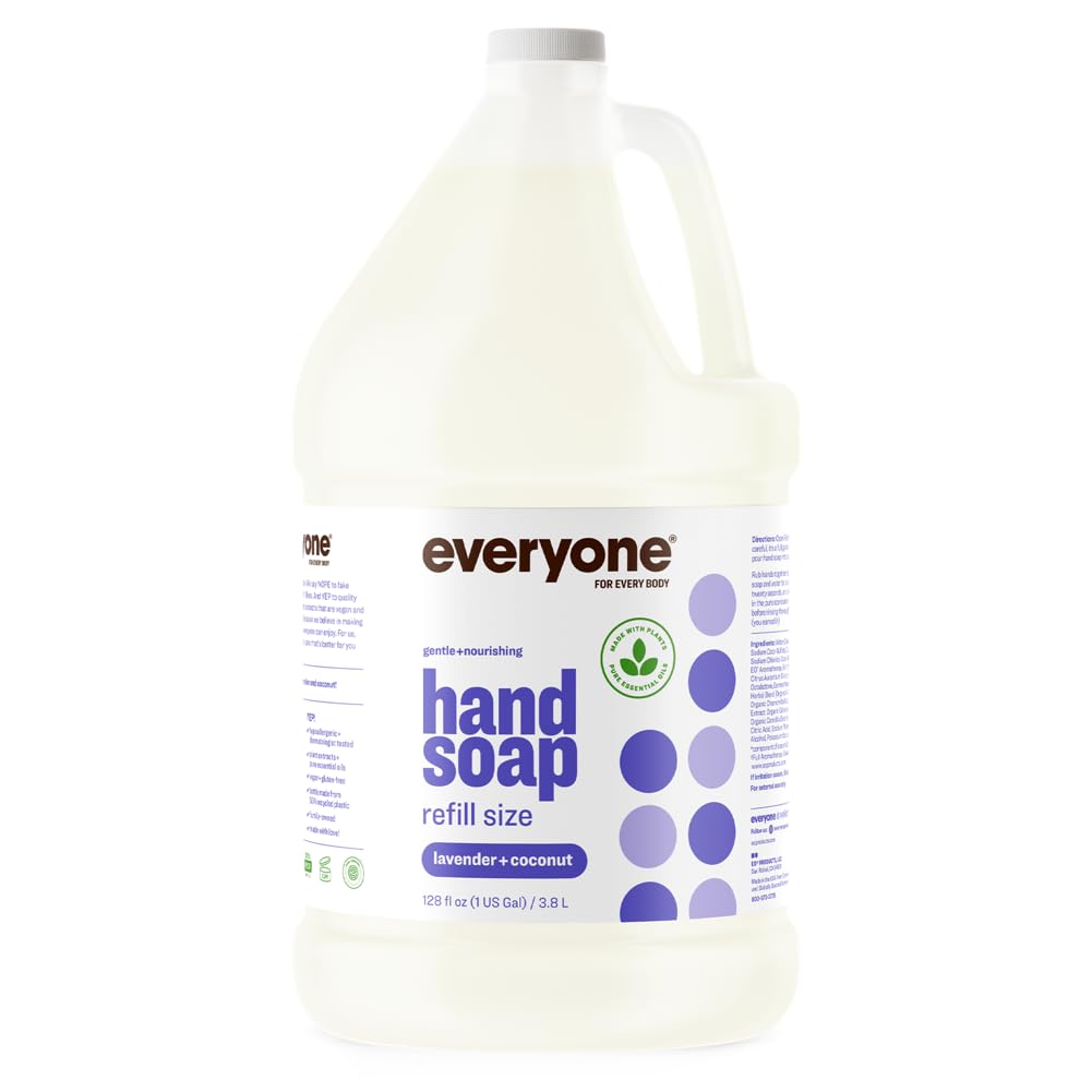 Everyone Liquid Hand Soap Refill, 1 Gallon (128 oz) - Lavender Coconut & Citrus Mint Scent, Plant-Based Cleanser with Pure Essential Oils | 3-in-1 Multipurpose Soap for Hand Wash, Body Wash, Bubble Bath & Shampoo | Eco-Friendly for Home, Kitchen, Bathroom & Office Use