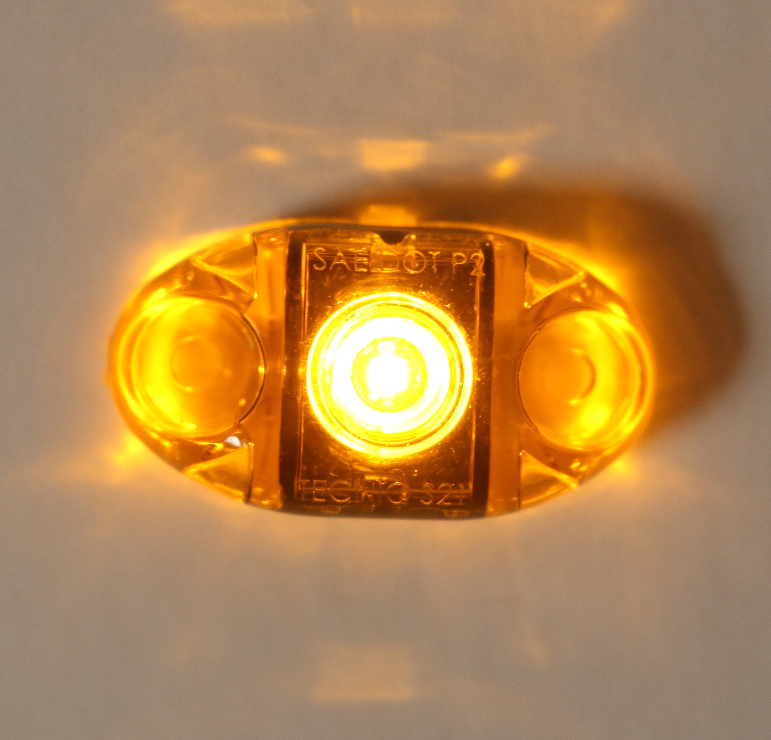 TecNiq USA-Made Amber LED Oval Surface Mount Clearance Side Marker Light - Durable PC Housing for Trucks, Trailers & Marine Applications