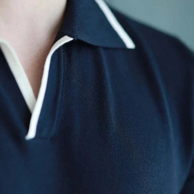 Men's Knitted Polo Collar T-Shirt - Soft Cotton Casual Shirt for Everyday Wear | Perfect for Work, Office, and Weekend Outfits