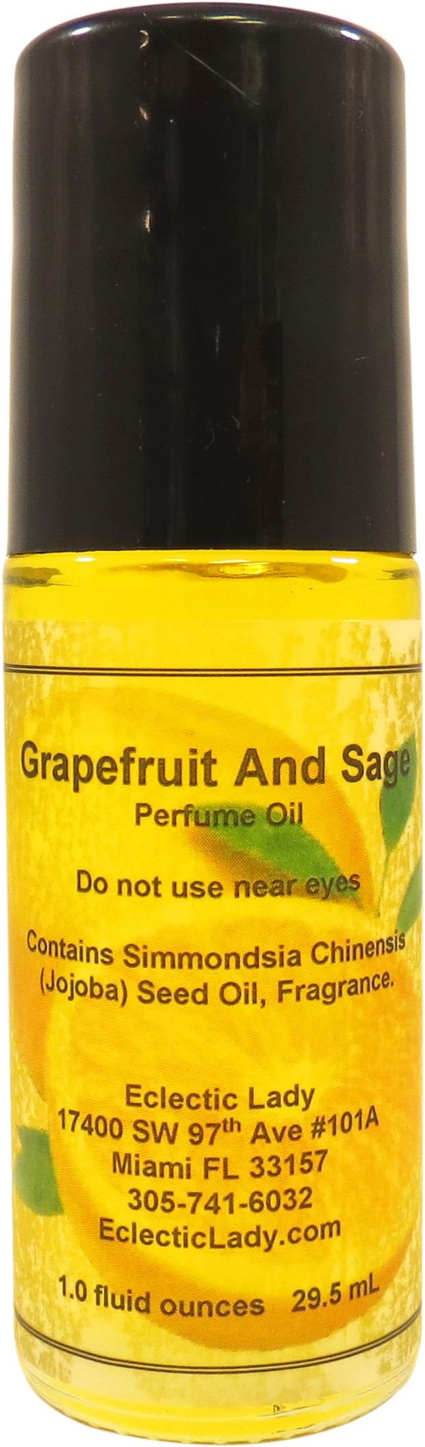 Grapefruit Sage Perfume Oil Roll-On 1.0 Oz - Long Lasting Natural Fragrance with Essential Oils & Jojoba Oil - Perfect for Daily Wear, Office, Dates & Special Occasions