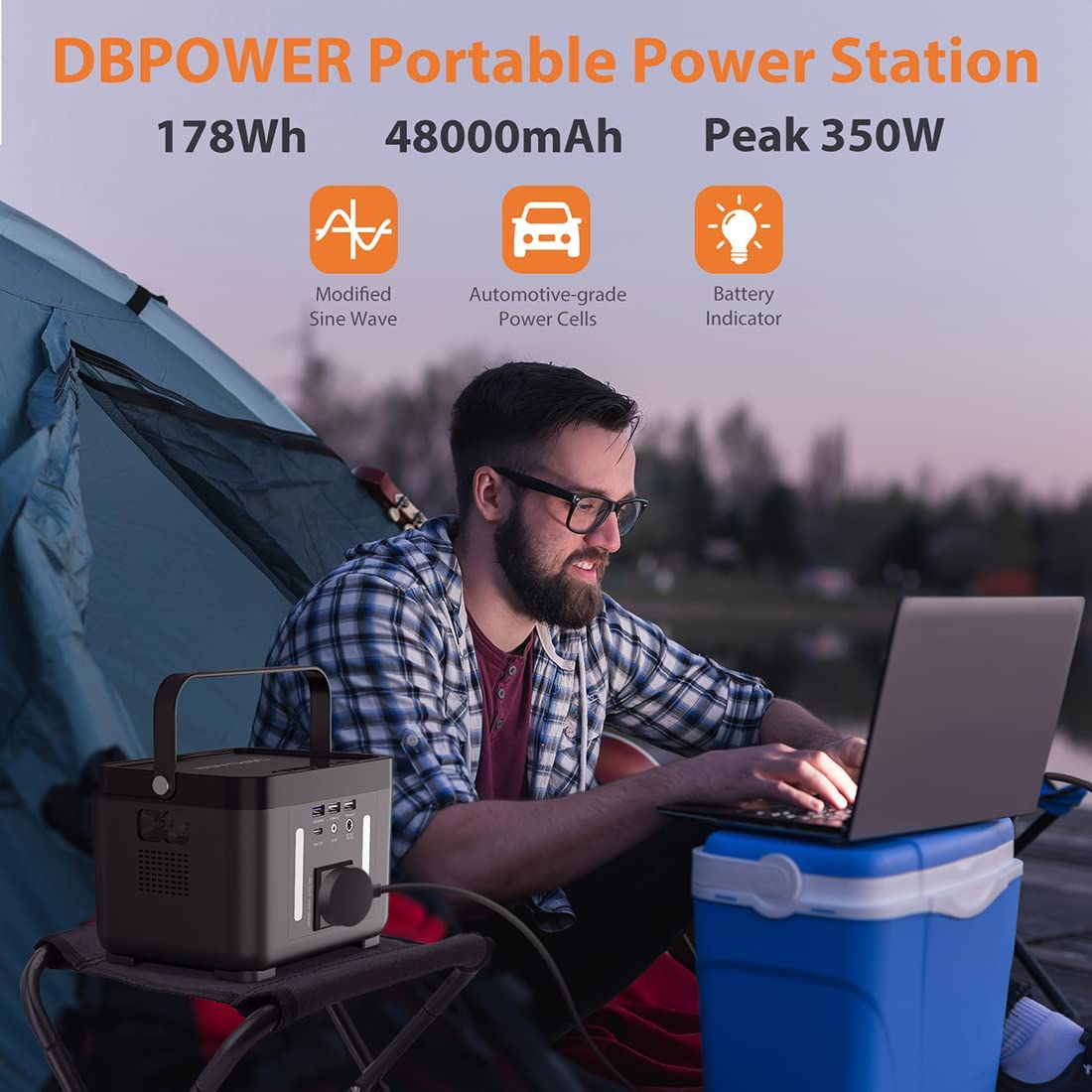 DBPOWER PW0001 178Wh/250W Portable Power Station with AC Outlet - Backup Battery for Camping, Emergencies & Outdoor Adventures