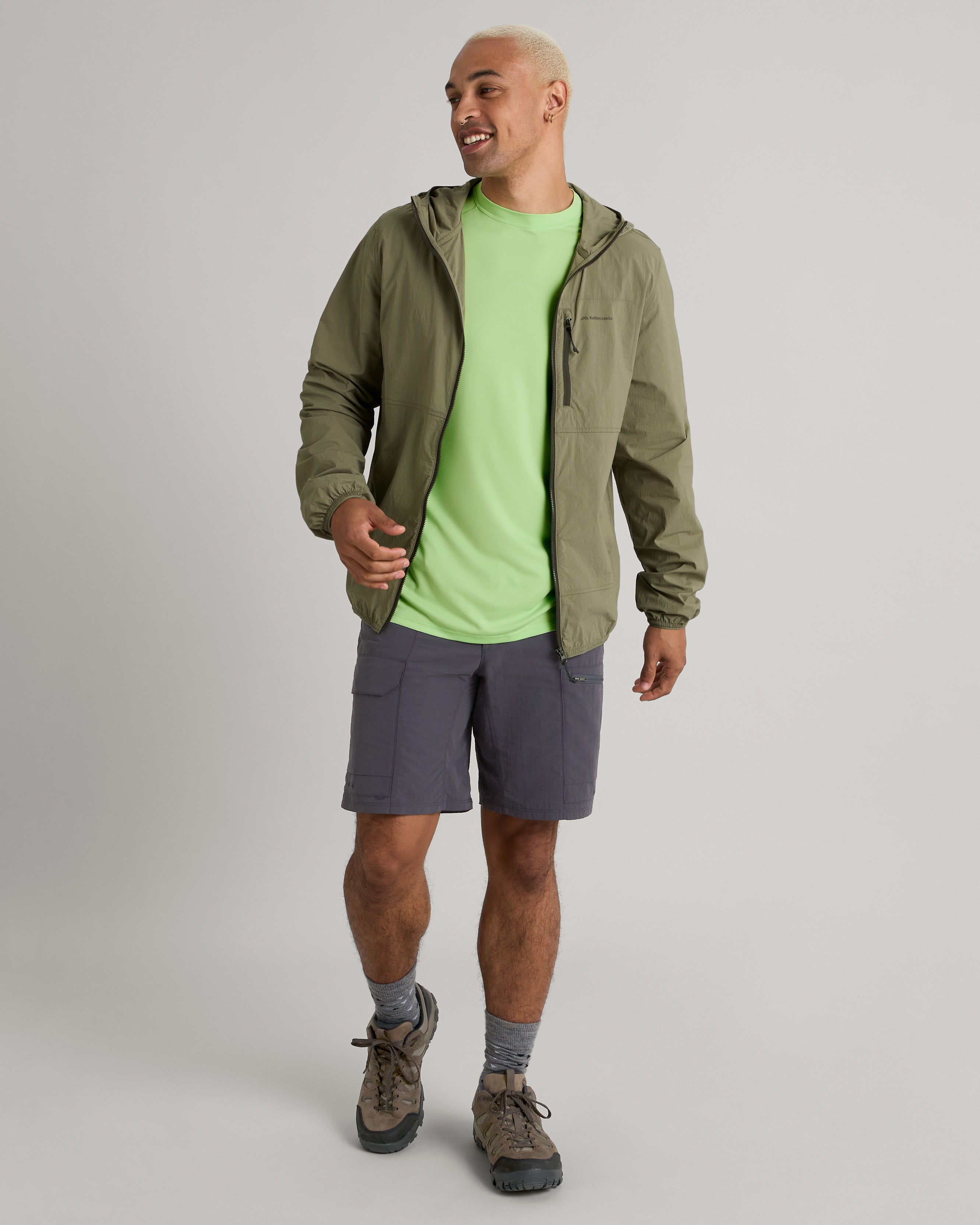 Men's EVRY Where Stretch Windbreaker Jacket - Lightweight Waterproof Outdoor Shell for Hiking, Running & Travel (Beech)