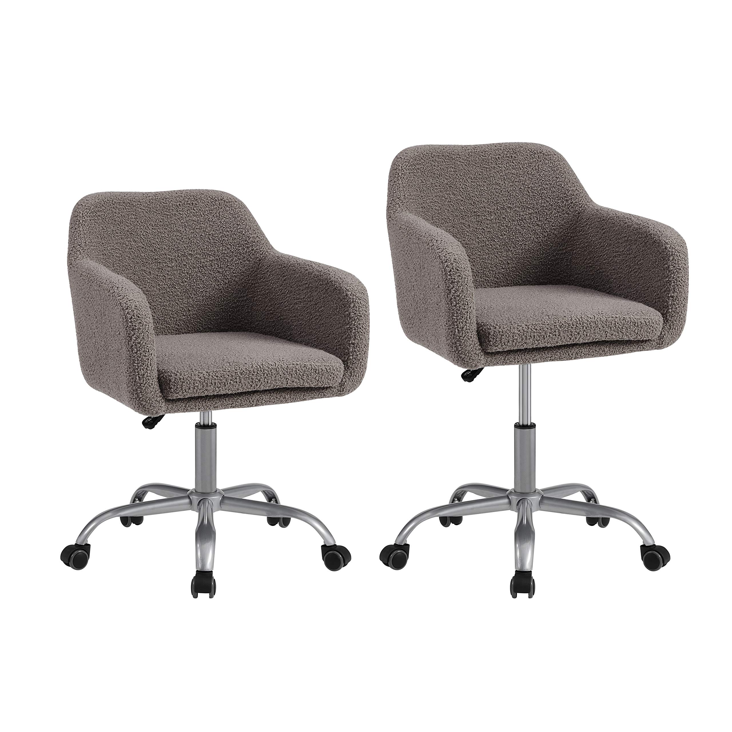 Linon Grey Upholstered Adjustable Brooklyn Office Chair - Ergonomic Desk Chair with Lumbar Support for Home & Office Workspace, Gaming, and Study