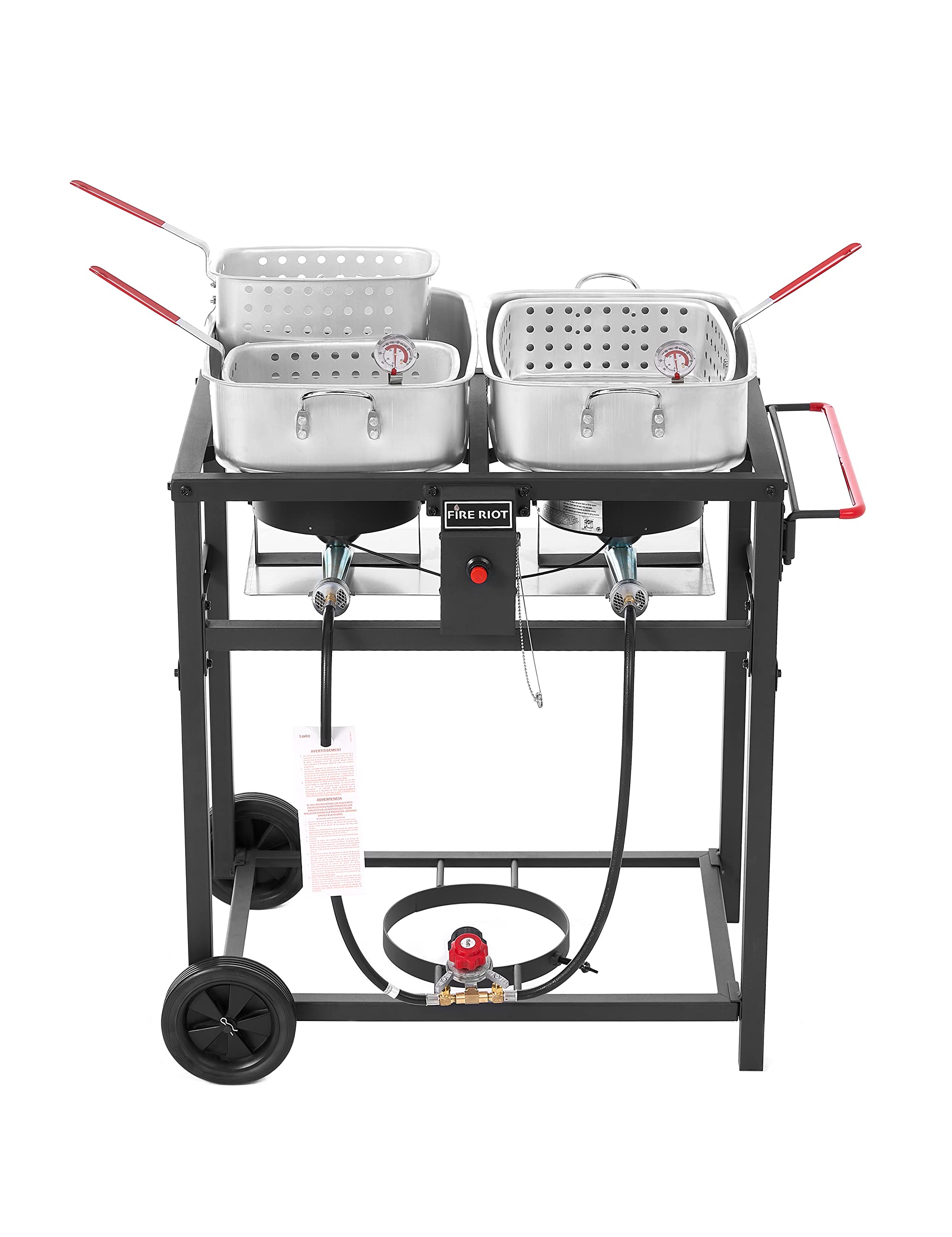 **Propane Outdoor Double Burner Deep Fryer Cart with 2-18QT Aluminum Pots & Frying Baskets – Perfect for Fish Fry, Wings, Fries, and Cajun Cooking – Ideal for Backyard BBQs, Tailgating, and Outdoor Parties**