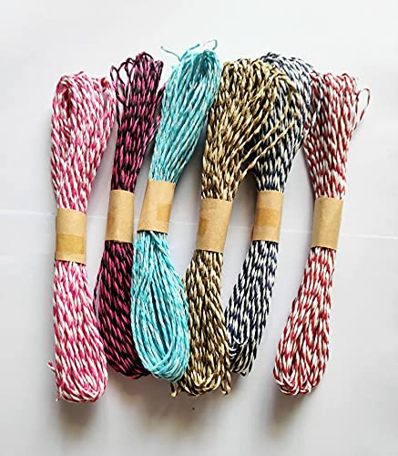 3A Featuretail Multi-Colored Twisted Paper Rope Set - 6 Pack (60M Total) DIY Raffia Rope for Crafts, Gift Wrapping, Home Decor & Party Decoration | Perfect for Scrapbooking, Wedding Favors & Boho Style Decorations