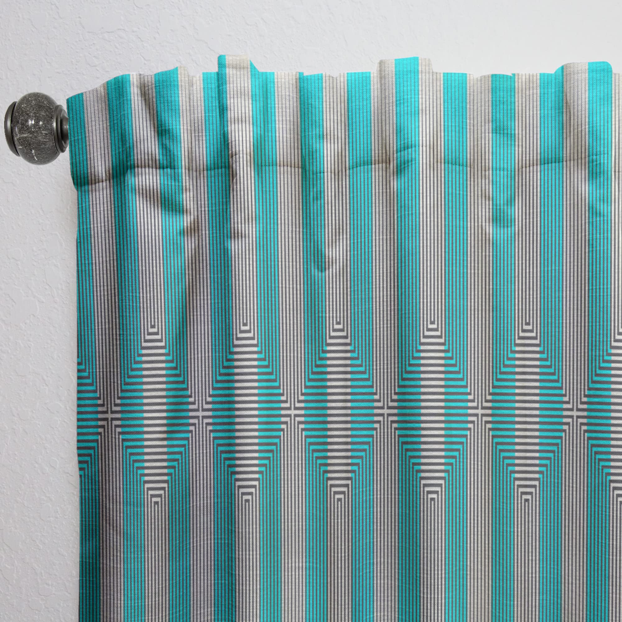 Light Blue Striped Thermal Insulated Curtains - Single Panel 52x63 Inches - Blackout Drapes for Bedroom & Living Room - Perfect for Privacy, Light Control & Energy Efficiency