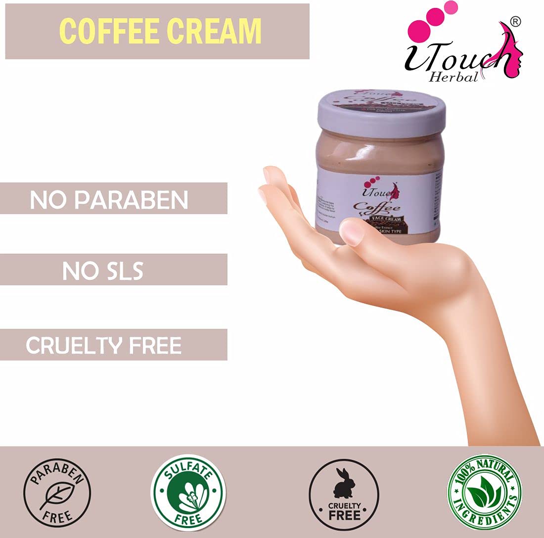 I TOUCH Herbal Coffee Cream for Face & Body - Moisturizing, Whitening & Brightening Cream | Softening & Nourishing Skin Care (500ml) | Perfect for Daily Hydration & Glowing Skin