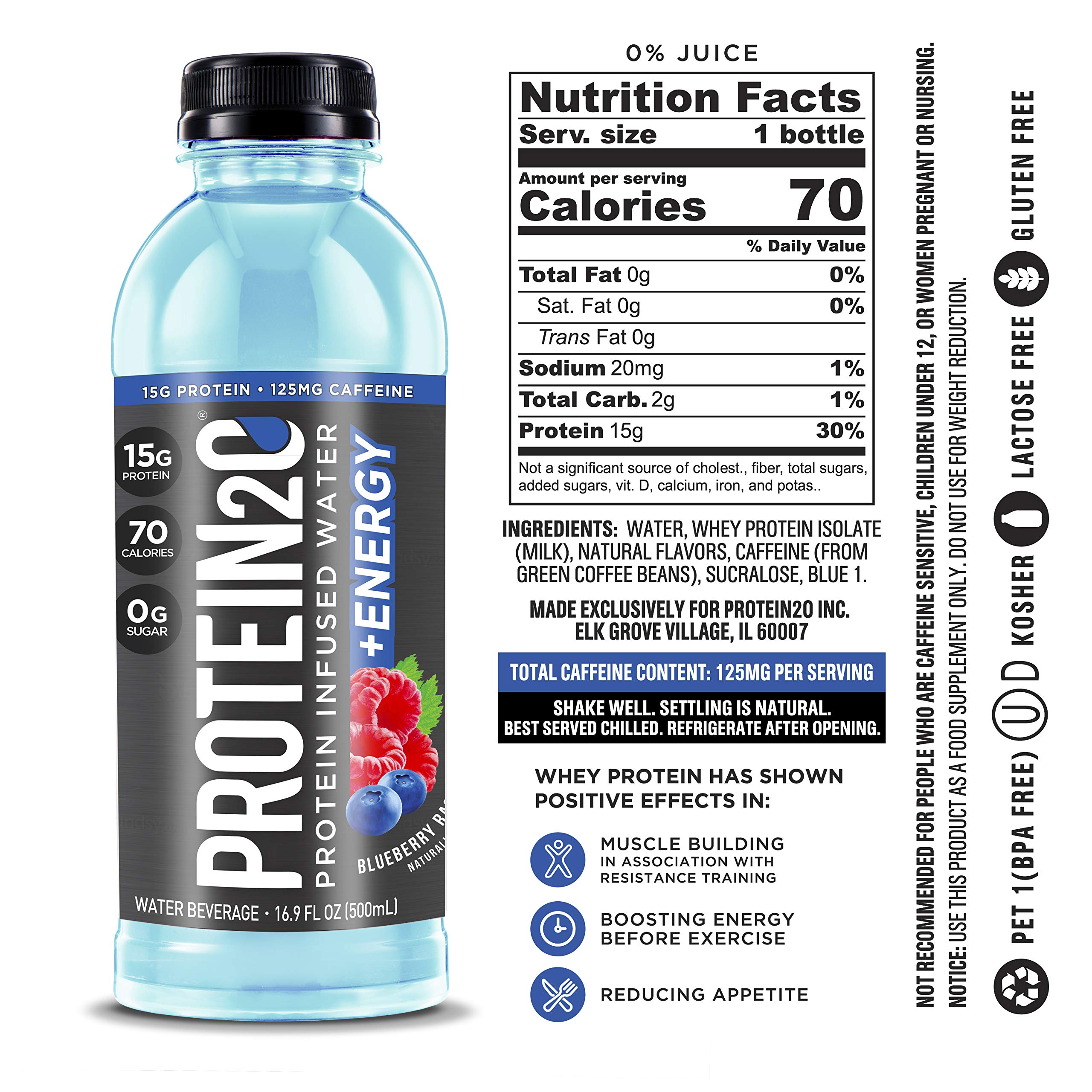 Protein2o Whey Protein Infused Water with Energy Boost - Variety Pack (16.9 oz, 12 Bottles) - Post Workout Recovery & On-the-Go Hydration for Athletes & Fitness Enthusiasts