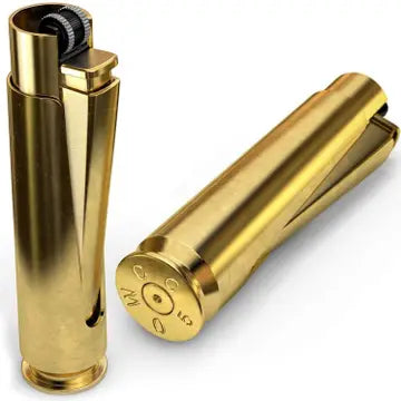 50 Cal Brass Lighter - Windproof Refillable Butane Lighter for Outdoor Camping, Hiking, BBQ & Survival Gear