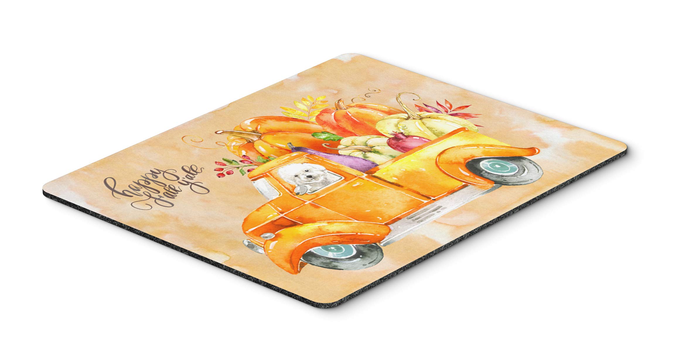 Caroline's Treasures CK2608MP Fall Harvest Bichon Frisé Mouse Pad - Large Washable Non-Slip Desk Mat for Home Office, Gaming & Computer Work | Perfect for Laptops, Hot Pads & Trivets | Ideal for Autumn Decor & Cozy Workspaces