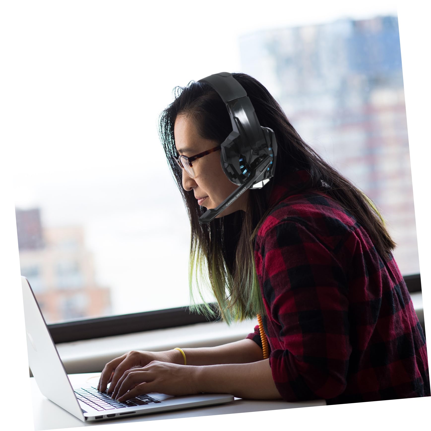 HOOTNEE I3000 Wired Gaming Headset with Microphone - Noise Cancelling Over-Ear Headphones with LED Lights, Soft Memory Foam Earmuffs for PC, PS4, Xbox - Perfect for Long Gaming Sessions & Online Meetings (Black)