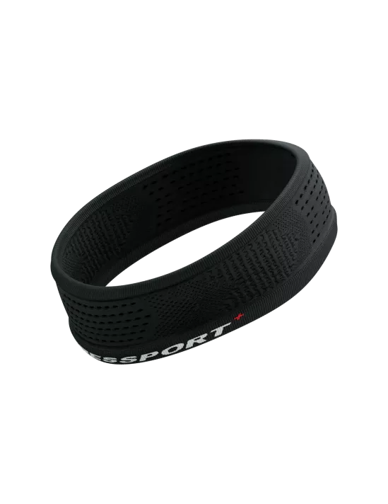 Compressport Unisex Thin Headband On/Off - Sweat-Wicking Sports Headband for Running, Cycling, Yoga & Workouts - Black