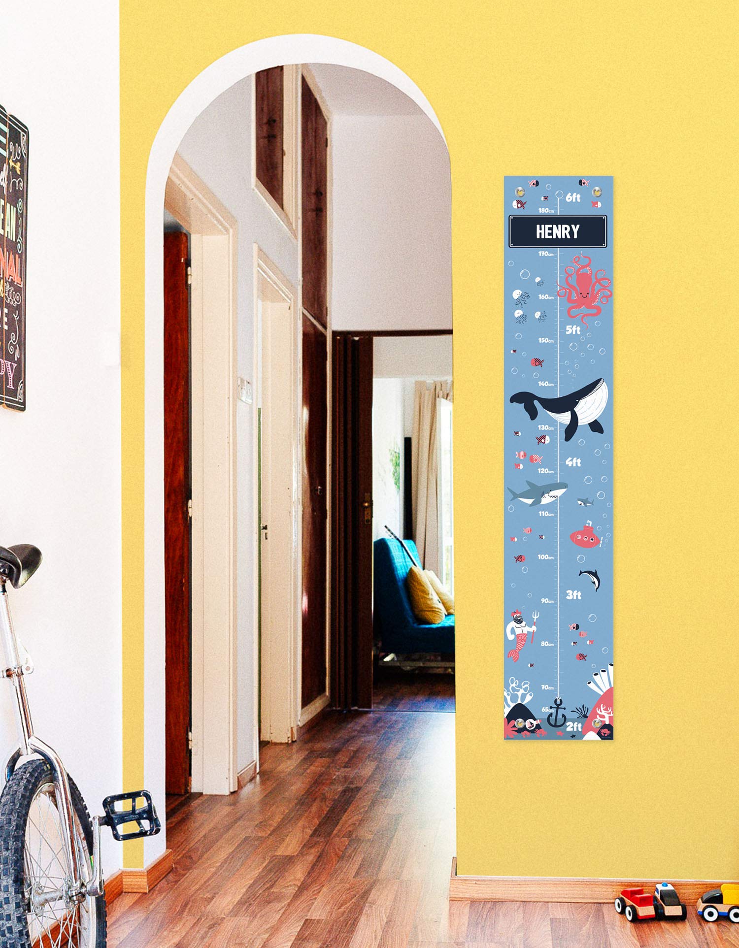 Personalized Whale Growth Chart for Kids - Custom Name & Height Measurement - Nautical Nursery Decor for Baby Room, Birthday Gift Idea