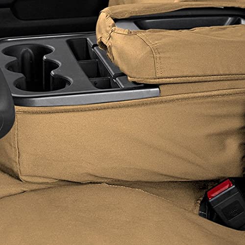Covercraft Custom-Fit Rear-Second Seat Bench SeatSaver Seat Covers - Polycotton Fabric, Tan | Durable Car Seat Protectors for Pets, Kids & Spills | Perfect for SUVs, Trucks & Family Vehicles