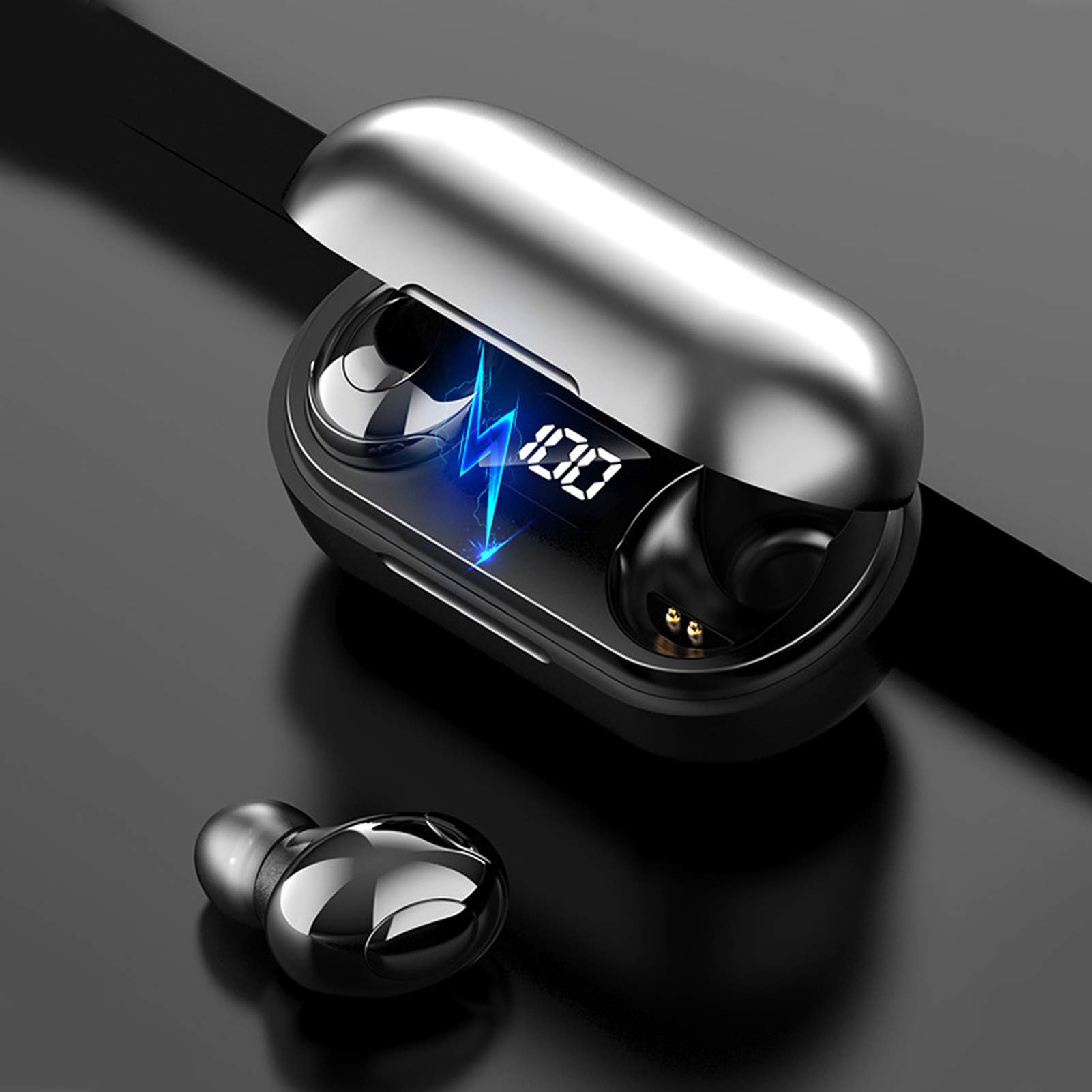 Lazmin112 TWS-T8 Wireless Bluetooth 5.0 Earbuds with LED Digital Display - True Stereo Sound, Ergonomic Design for Sports, Workouts & Commuting