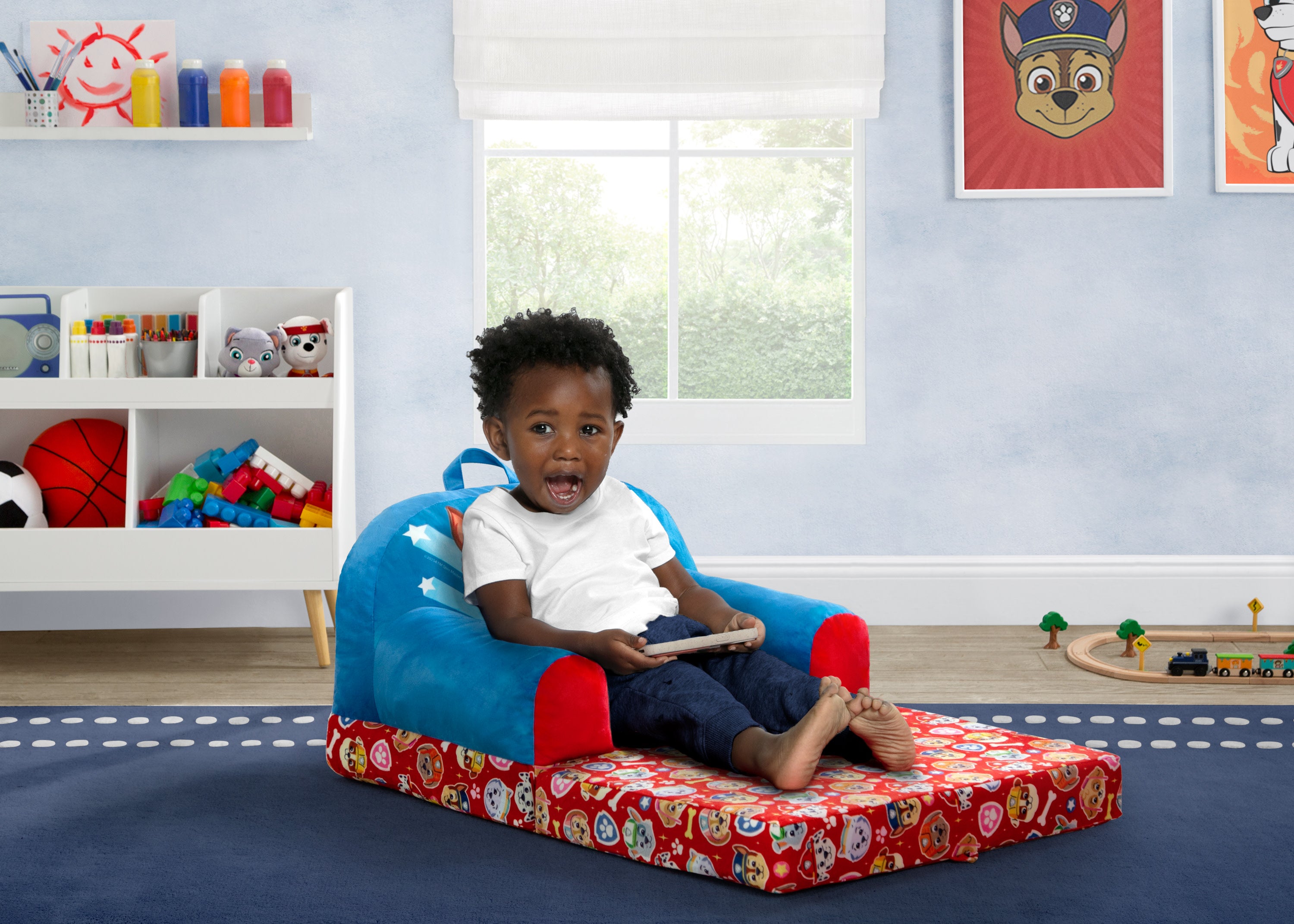PAW Patrol Cozee Buddy Flip Out Chair - Kids Foldable Floor Seat for TV Time, Reading & Playroom - Soft Plush Toddler Chair for Boys & Girls
