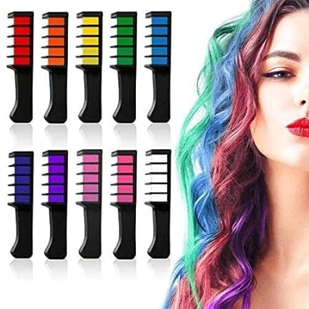 LOBE MIRACLE Hair Chalk Comb - 12 Pack Temporary Hair Color for Girls, Kids & Women | Washable & Non-Damaging | Perfect for Parties, Halloween & Costume Events