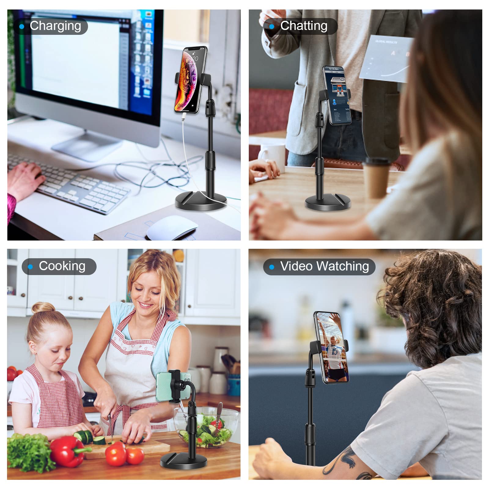 Adjustable Phone Stand & Tablet Holder - 360° Rotatable, Ergonomic Design, Pink - Perfect for Desk, Bed, Office & Travel Use