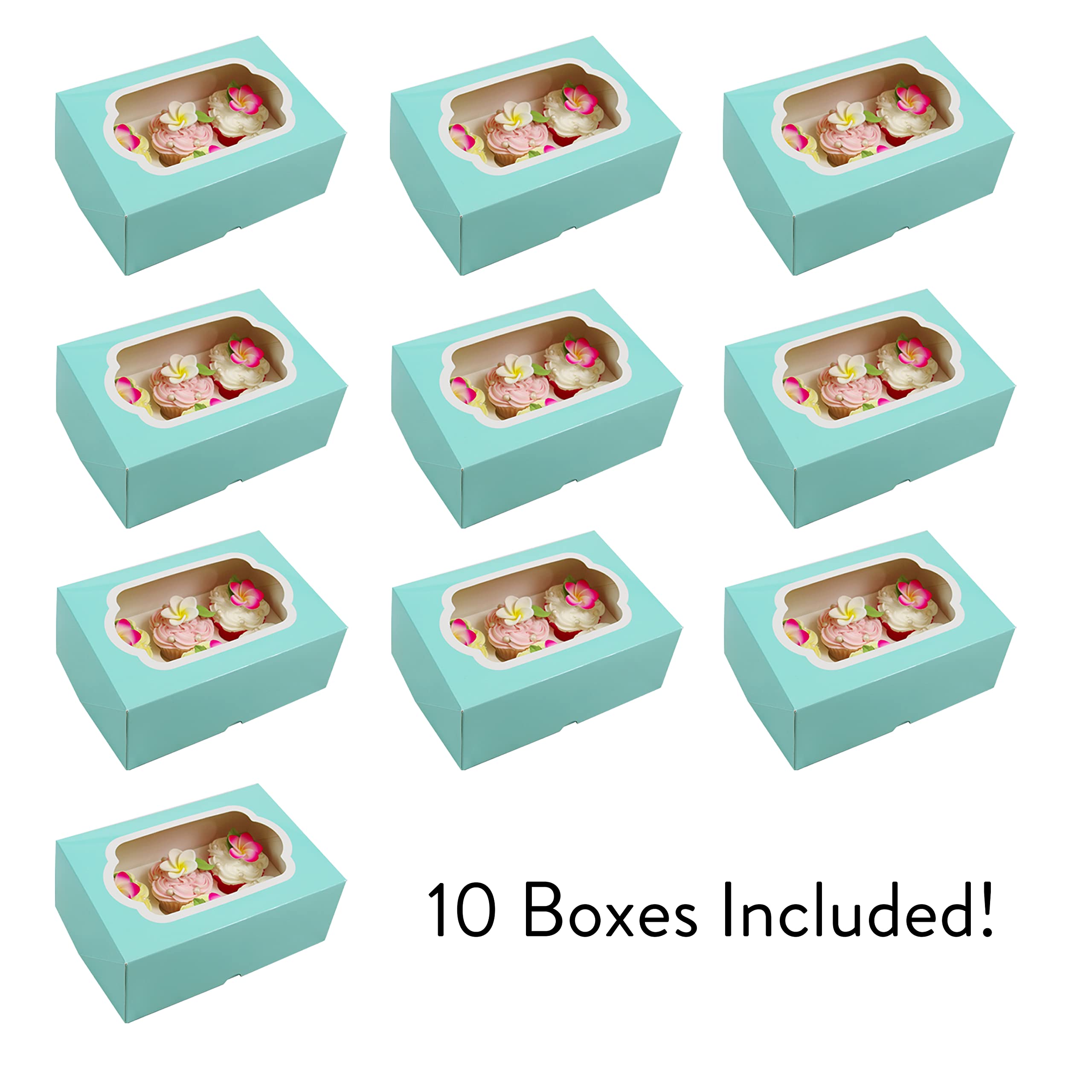 Premium Sturdy Cupcake Box with Insert - Holds 6 Cupcakes, Muffins, Cookies, Pastries, Brownies & Cinnamon Rolls | 10