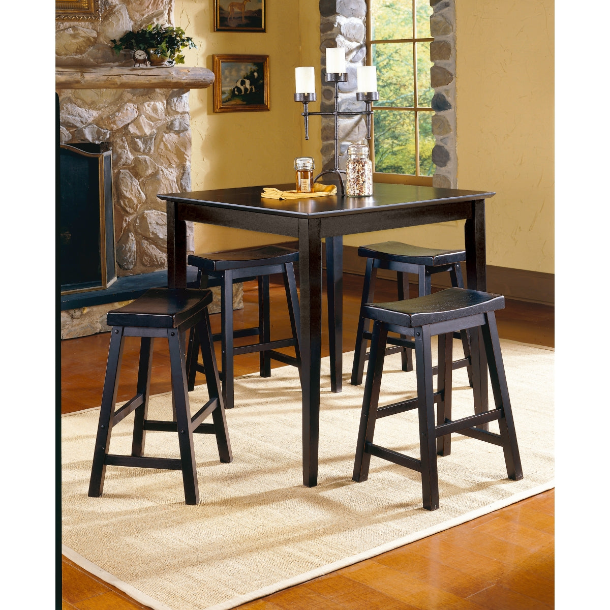 Modern Black Counter Height Dining Set - 4-Piece Bar Table & Stools for Kitchen, Breakfast Nook & Small Spaces - Durable & Stylish Counter-Height Dining Furniture