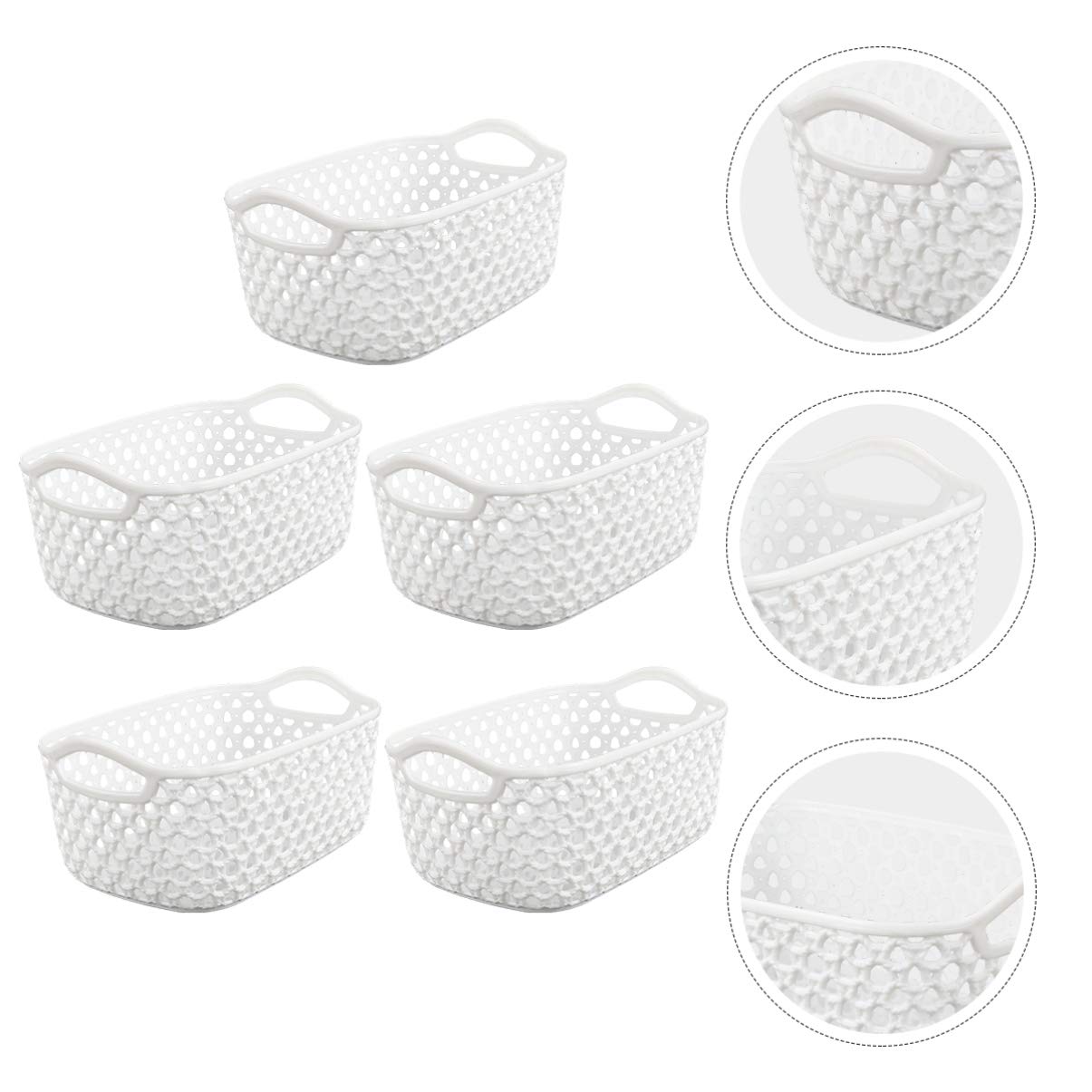 5-Piece Plastic Storage Baskets Set - Foldable Clothes Organizer & Kitchen Container for Home Organization | Ideal for Bedroom, Bathroom, Pantry & Laundry Room Storage Solutions