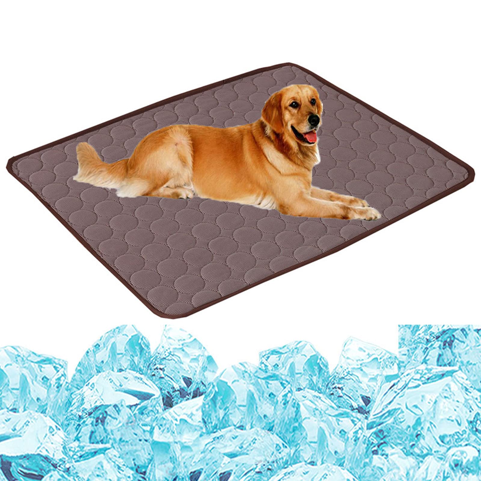JIA.L Extra Large Dog Cooling Mat - Breathable, Washable Pet Cooling Pad for Summer - No Water or Electricity Needed - Ideal for Kennels, Crates & Beds - Perfect for Hot Weather & Indoor/Outdoor Use (Brown, 40x28 Inches)