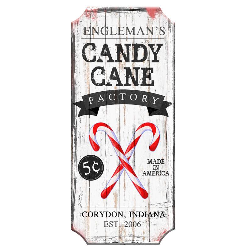 Customizable Wooden Christmas Sign - Personalized Candy Cane Factory Holiday Decor for Home, Office & Gift Giving