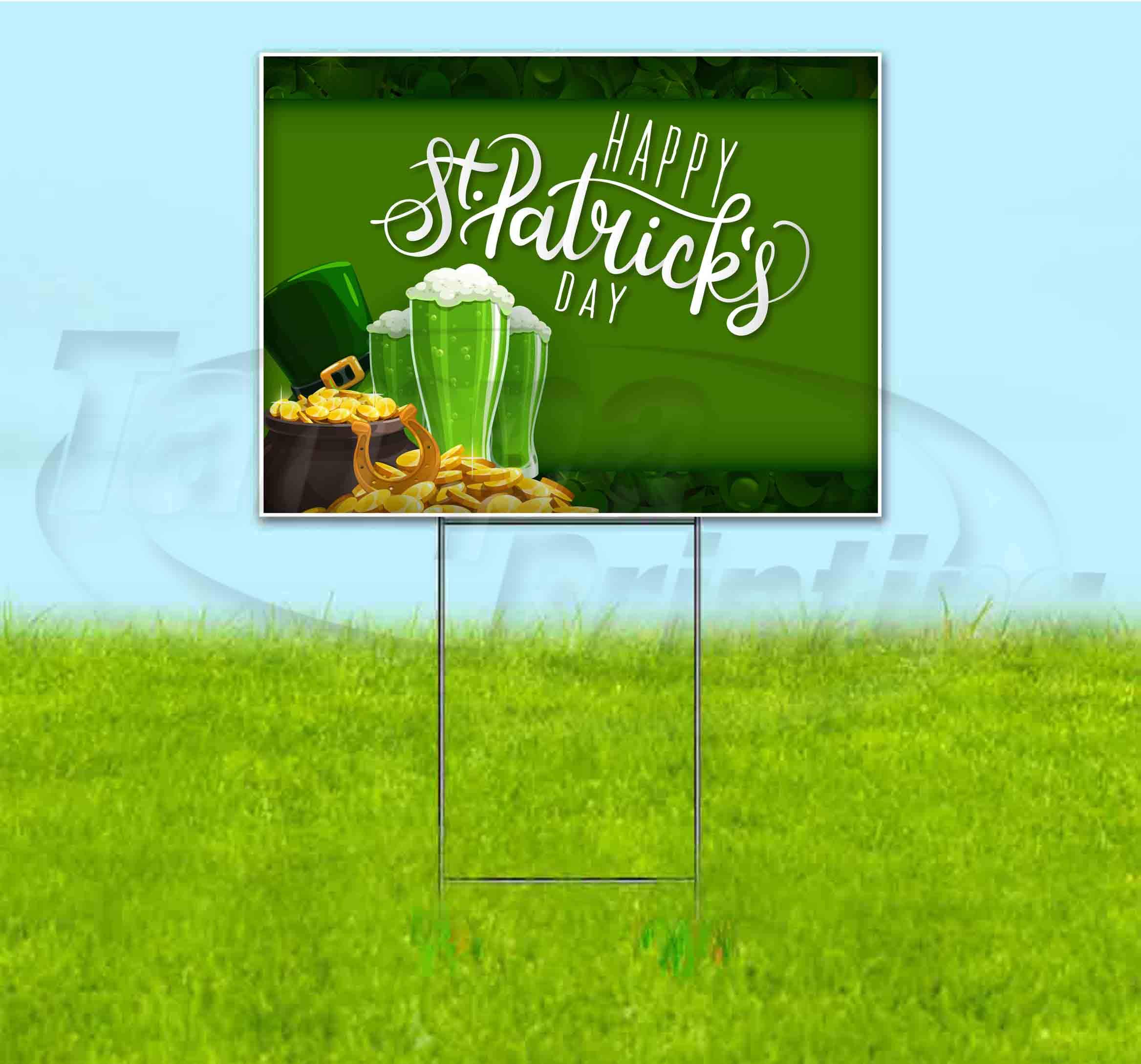 St. Patrick's Day Yard Sign 18x24 Inch - Metal Step Stake Included | Bulk Discounts & Multi-Packs | Perfect for Outdoor Decor, Parties & Holiday Celebrations
