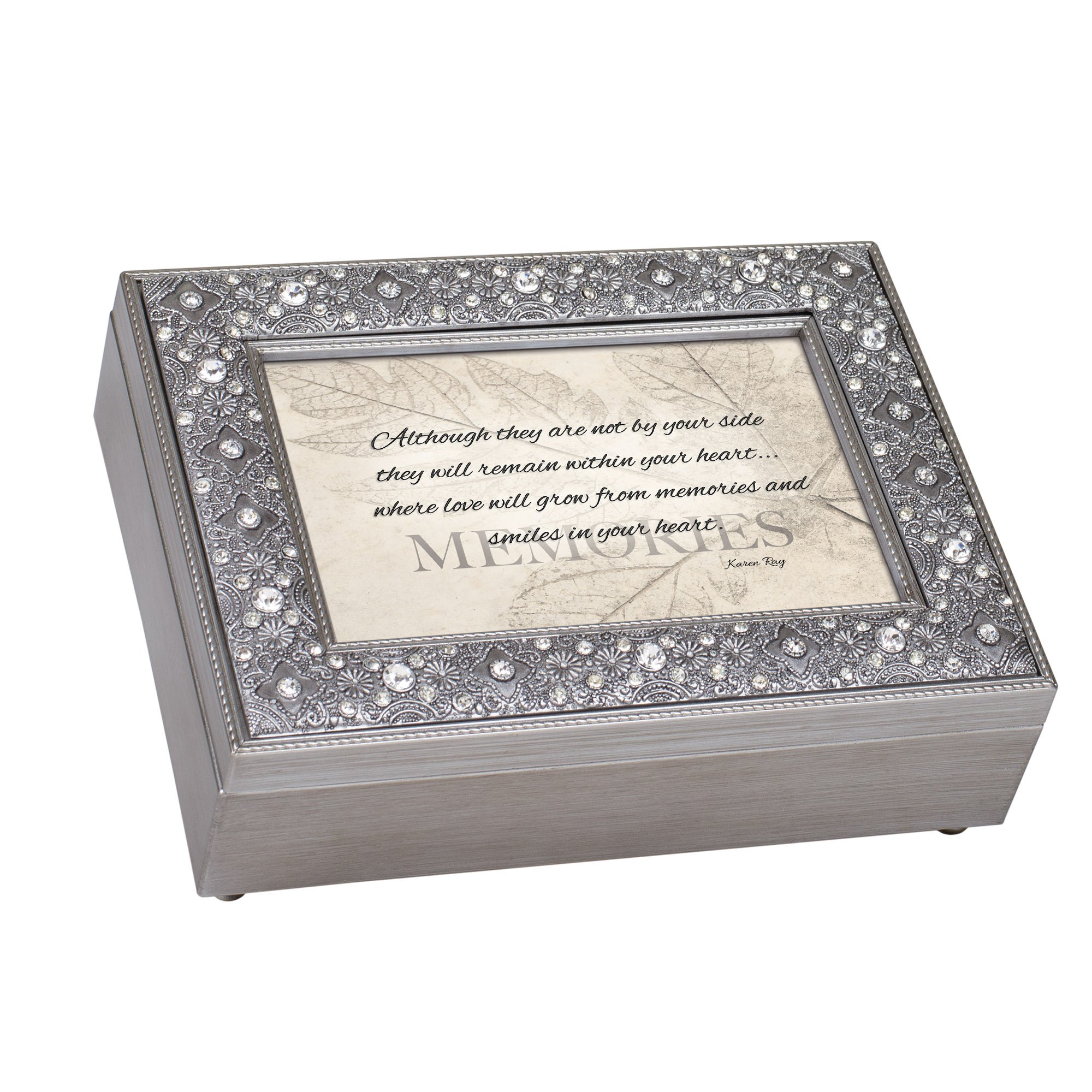 Vintage Cottage Garden Filigree Jewel Bead Silver Tone Music Box - Plays Canon in D - Perfect for Wedding Favors, Anniversary Gifts & Home Decor