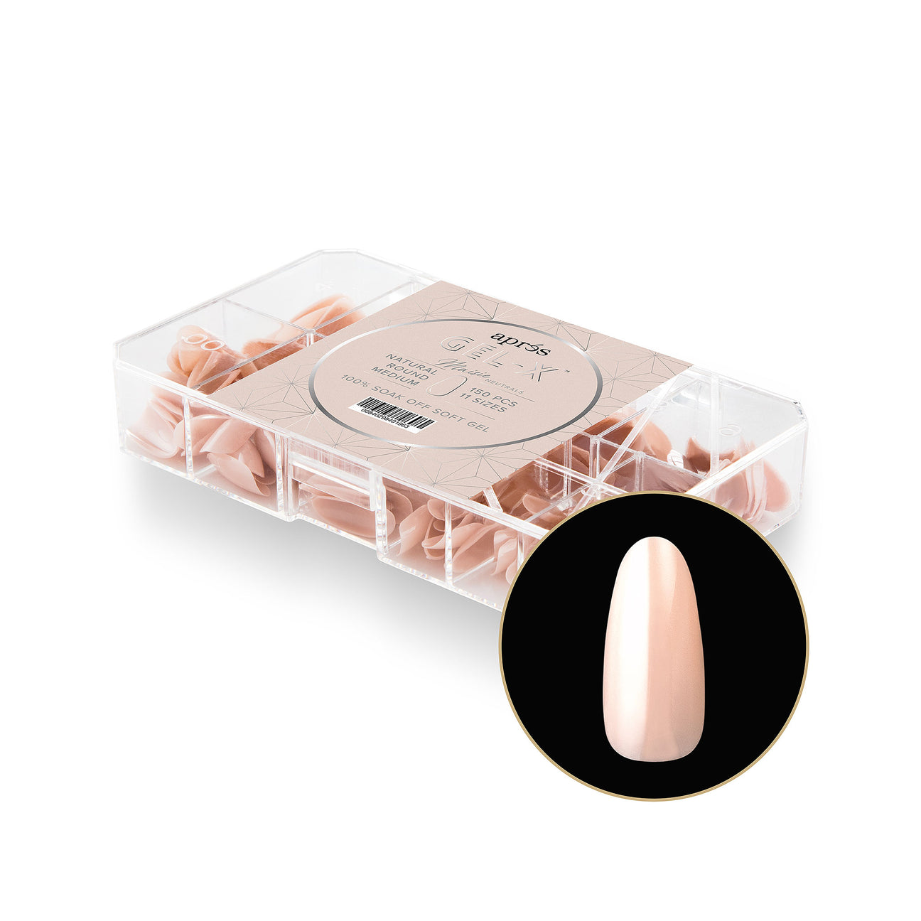 Apres Neutrals Gel X Tips Maisie Round Medium (150 Pcs) - Professional Salon Quality Press-On Nails for Manicure & Pedicure - Perfect for Weddings, Parties, and Special Occasions