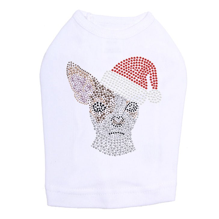 Chihuahua Face with Santa Hat Dog Tank Top - Cute Christmas Pet Apparel for Small Dogs - Perfect for Holiday Photos & Festive Outfits
