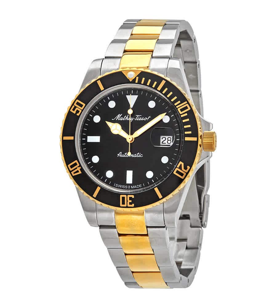 Mathey-Tissot H9010ATBN Vintage Automatic Men's Watch - 42mm Black Dial, Swiss Made, Water Resistant, Leather Strap | Perfect for Business, Formal Events & Luxury Gift Giving