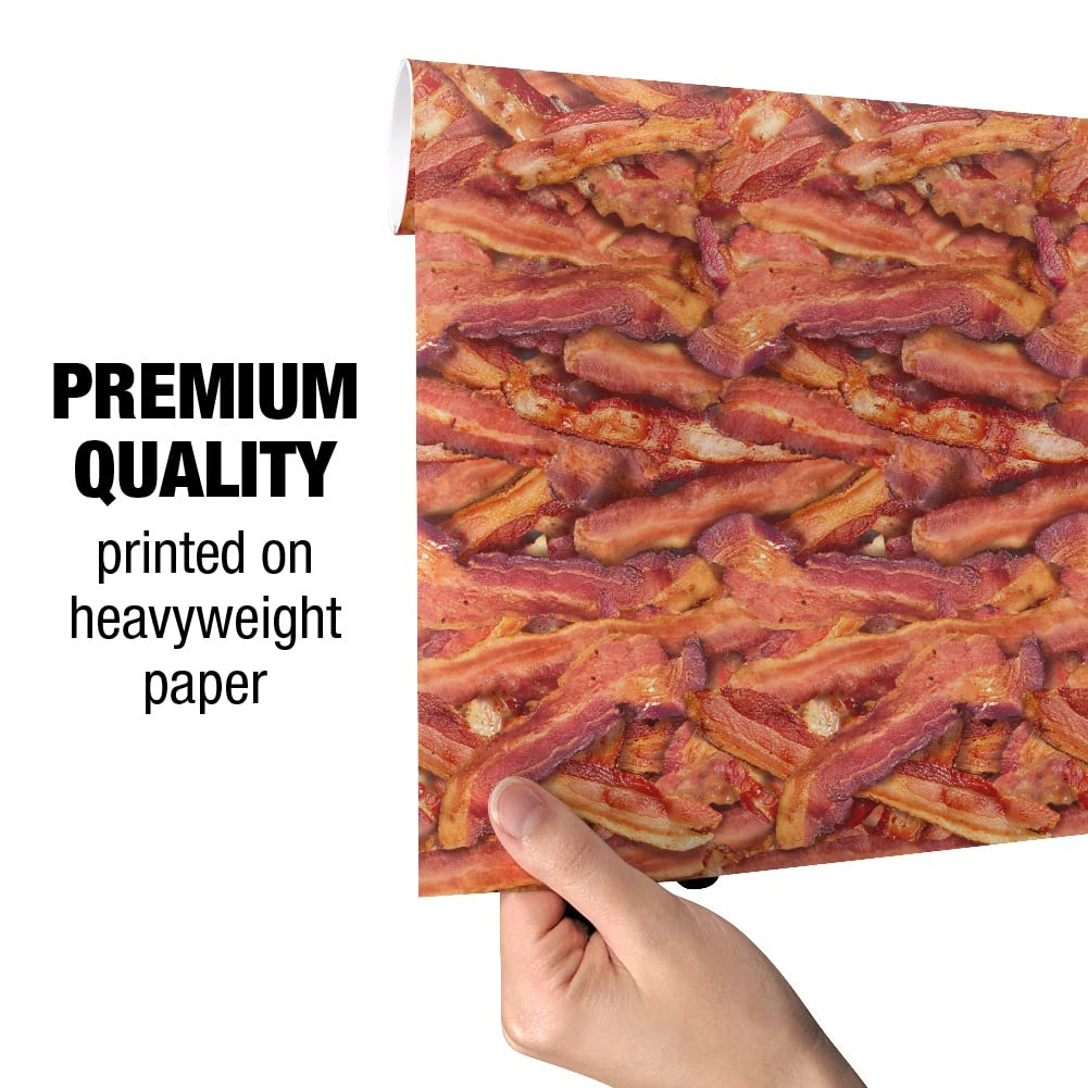 Bacon-Themed Gift Wrap Paper Rolls - Fun & Unique Wrapping Paper for Birthday, Christmas, Party Gifts - GRAPHICS & MORE Premium Quality Bacon Galore Design