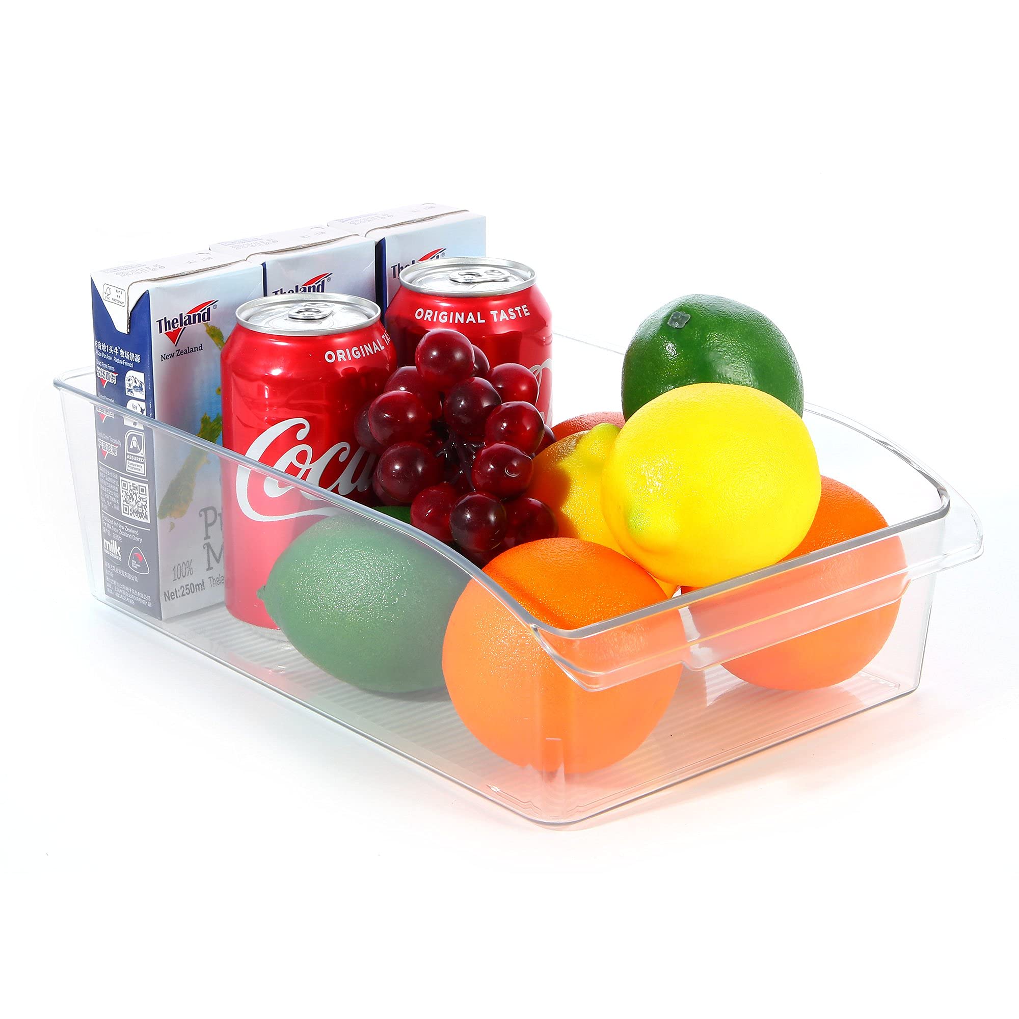 ROSELIFE 2-Pack Clear Plastic Refrigerator Organizer Bins - BPA Free Food Storage Containers for Fridge, Freezer, Pantry & Kitchen Cabinet (12.2