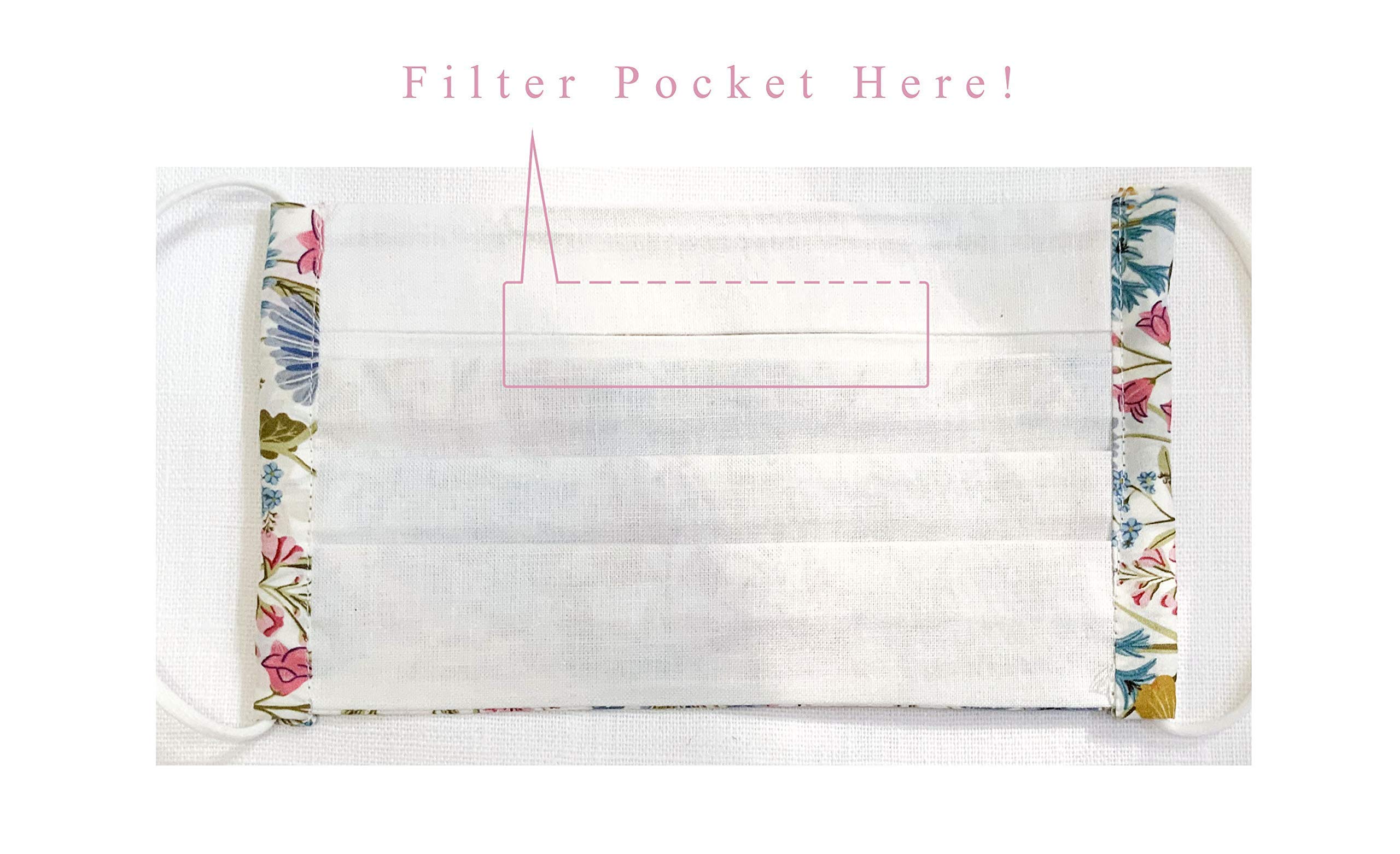 Liberty London Cotton Face Mask with Filter Pocket - Pack of 5 for Daily Protection