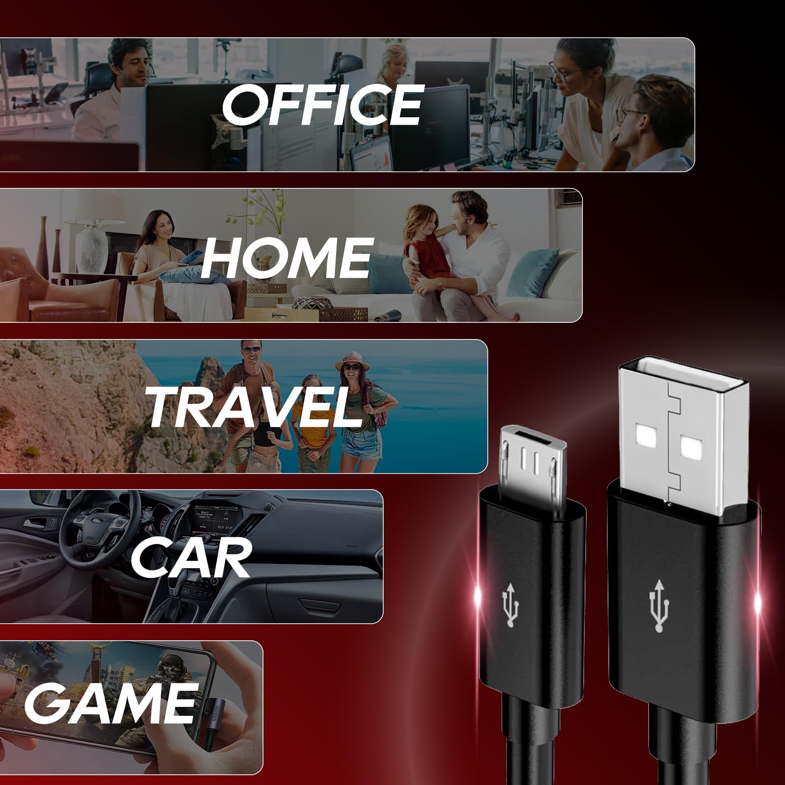 UCEC 4-in-1 Micro USB Splitter Cable - USB A to 4 Micro USB Male Charging & Data Sync Cable - 1.64ft Multi-Port Charger for Phones, Tablets, Cameras - Perfect for Home, Office & Travel Charging Needs