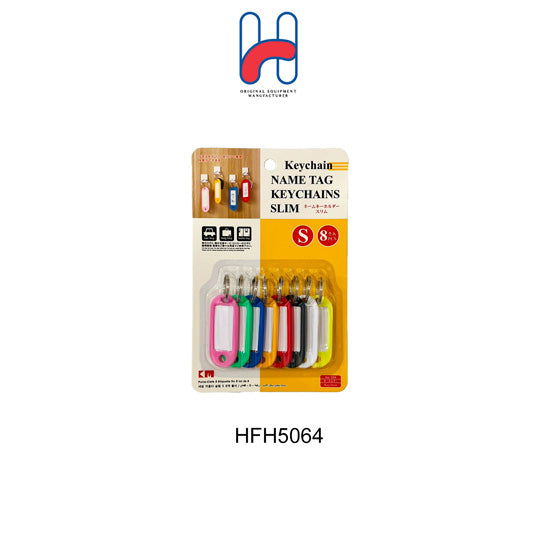 8-Pack Key Tags with Durable Metal Ring - KM596 (HFH5064) for Home, Office & Travel Organization