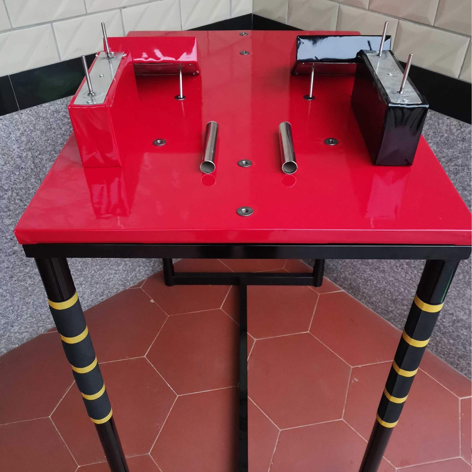 Professional Arm Wrestling Table - Heavy Duty Wrist Battle Game Table with Anti-Slip Surface (Red & Black) - Perfect for Home Gym, Sports Bars, and Strength Training Competitions