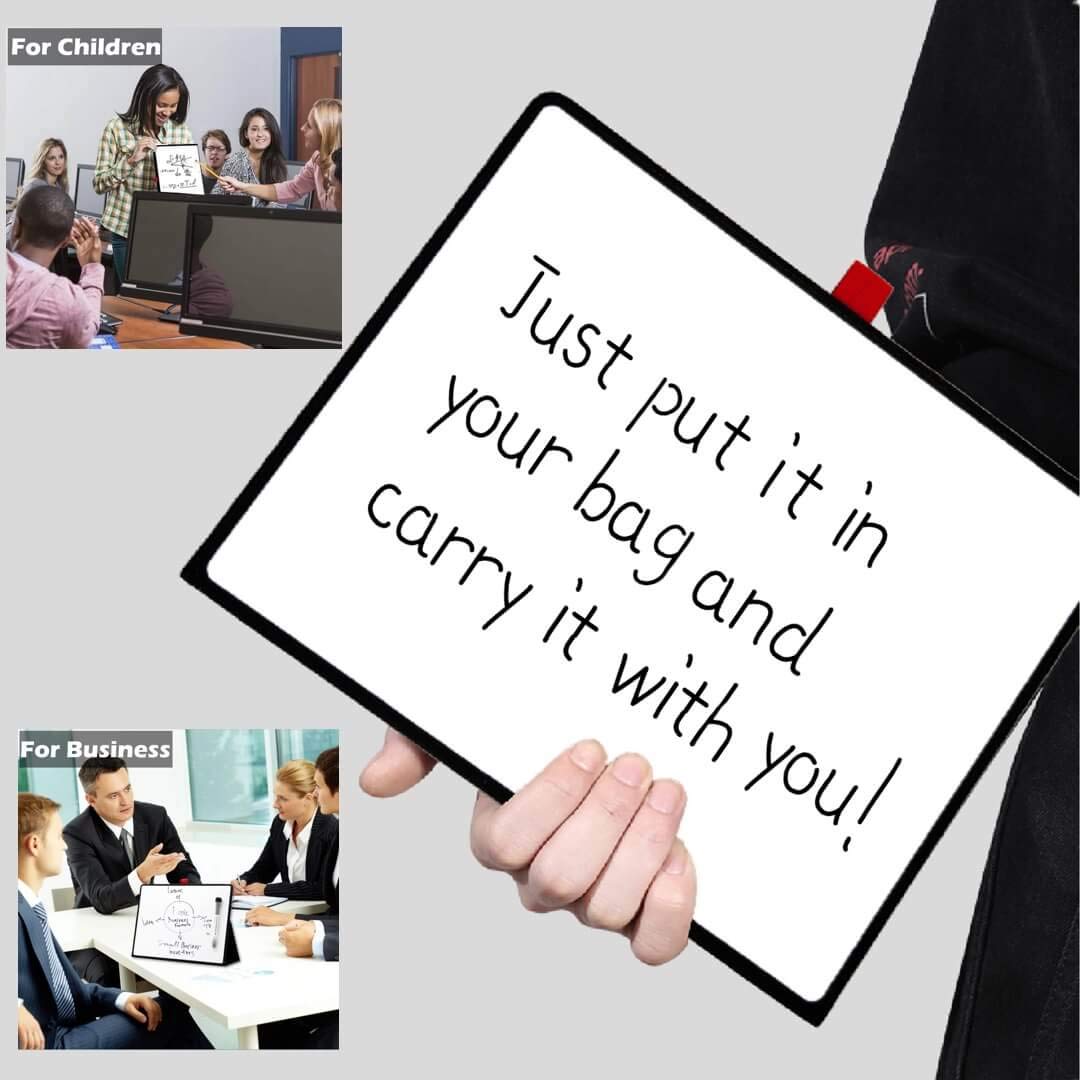 Portable Dry Erase Board 12x9 Inches - Small Whiteboard with Stand | Reusable A4 Mini Drawing Notebook for Kids, Students & Office | Perfect for School, Home & Desk Use