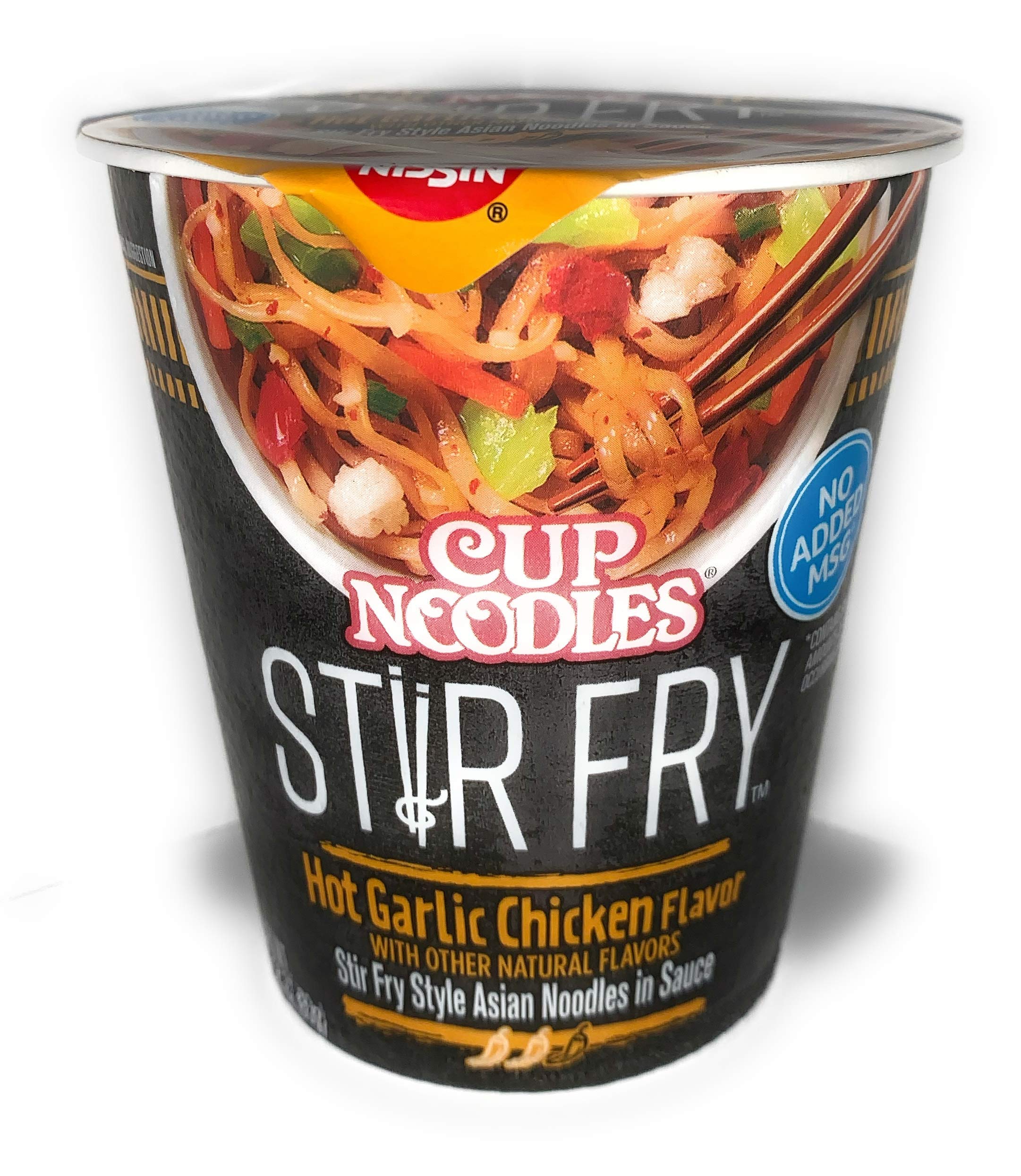 Hot Garlic Chicken Stir Fry Asian Noodles in Sauce - Pack of 6 | Instant Cup Noodles for Quick Lunch, Office Snack & Emergency Meals | Authentic Asian Flavor