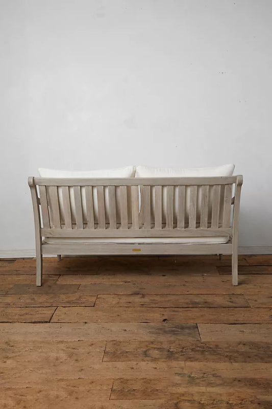 Solid Wood Carving Daybed - Handcrafted Two-Seater Wooden Sofa for Living Room, Patio & Outdoor Relaxation